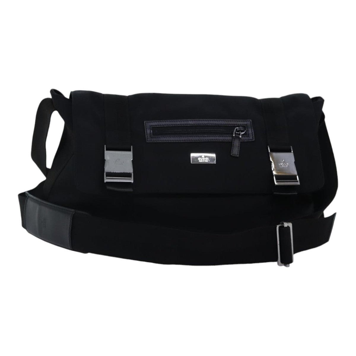 Gucci Shoulder Bag Nylon Black Silver, Women's