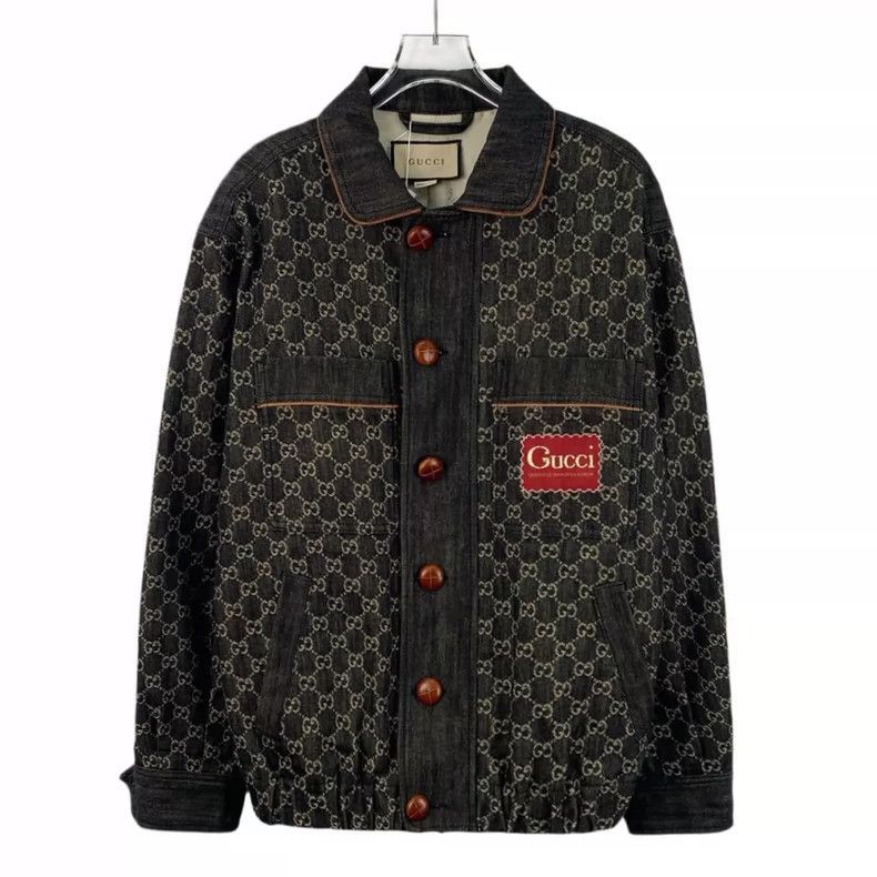 Gucci Gucci Black Logo Denim Jacket with Long Sleeves- DMC Size US S / EU 44-46 / 1 - 1 Thumbnail