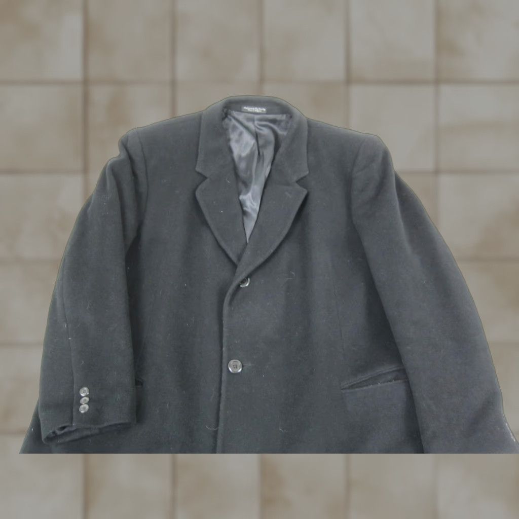 Vintage VINTAGE Silver Cloud Cashmere Trench Coat Mens 48L Black Overcoat Long Jacket Jacket Coat Overcoat Black 90s Mens Size US M / EU 48-50 / 2 - 1 Thumbnail