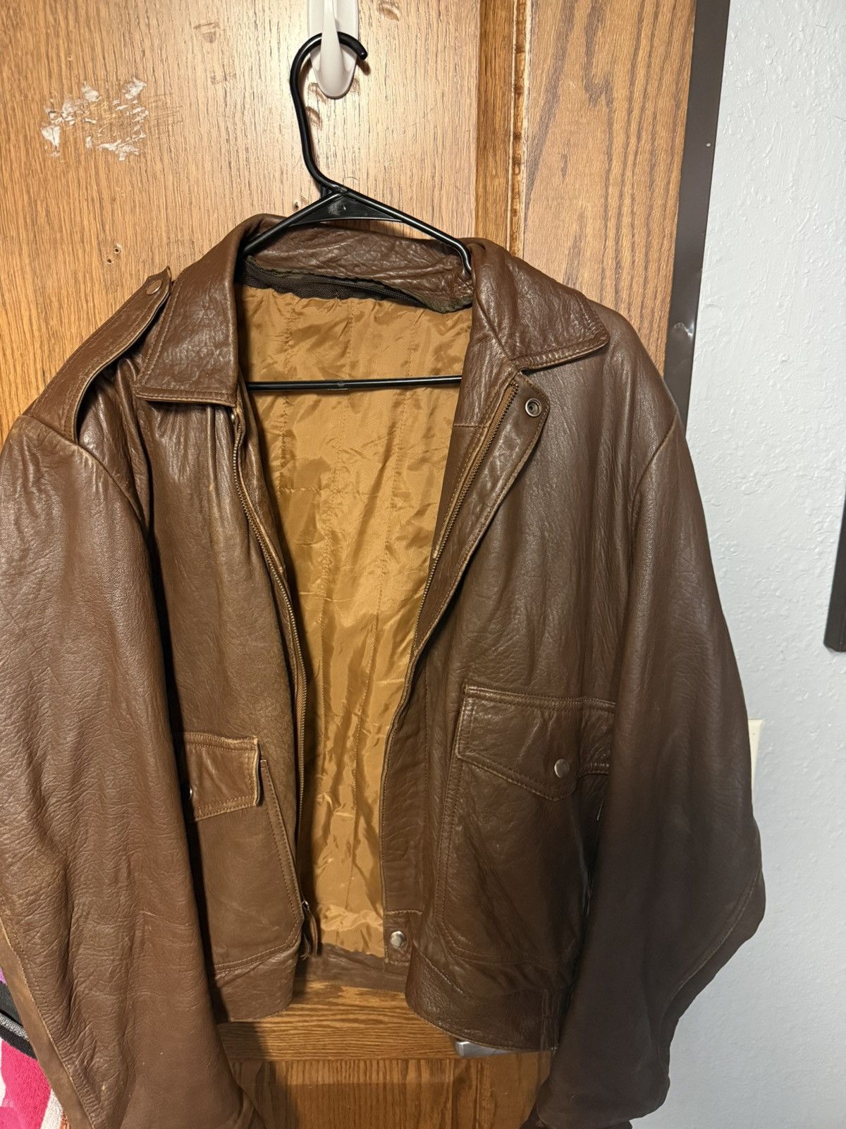 Other Vintage Brown Leather Jacket Size US L / EU 52-54 / 3 - 1 Thumbnail