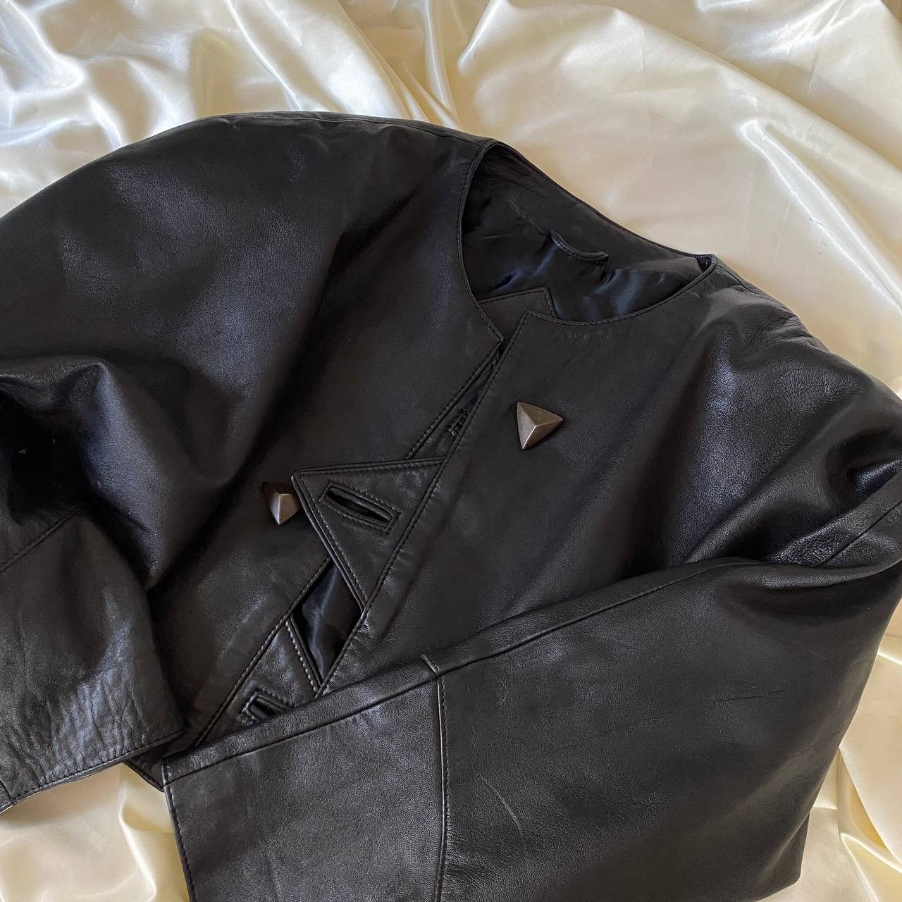 Vintage Vintage leather crop oversized jacket Size S / US 4 / IT 40 - 6 Thumbnail