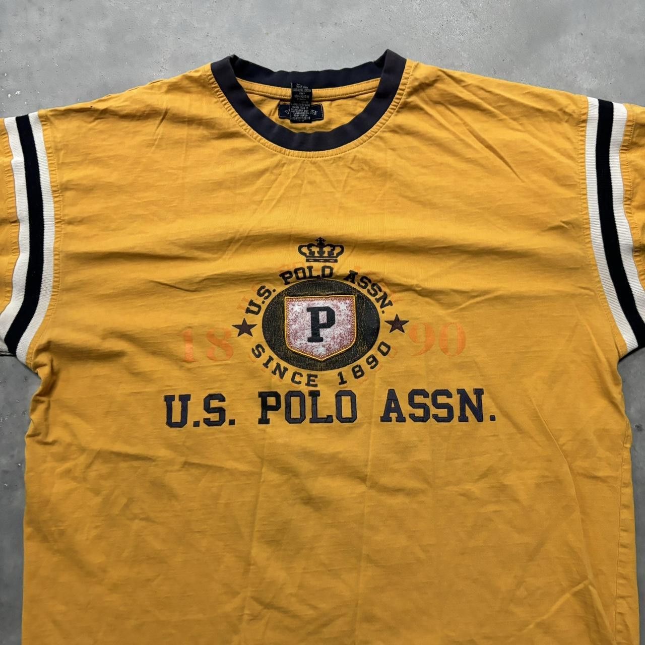 U.S. Polo Assn. × Vintage Y2K Grunge Yellow U.S. Polo Assn. Streetwear Skater Tee! Size US L / EU 52-54 / 3 - 2 Thumbnail
