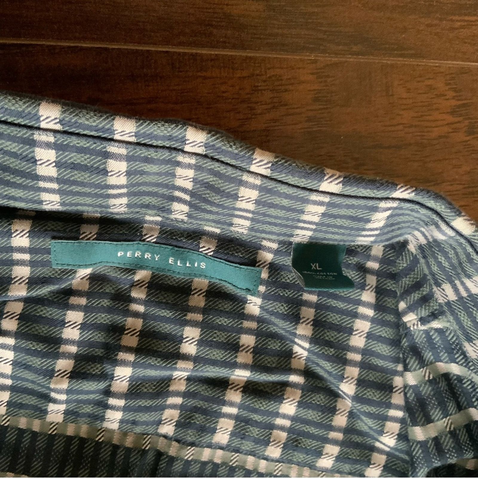 Perry Ellis Green pattern Perry Ellis shirt Size US XL / EU 56 / 4 - 4 Thumbnail