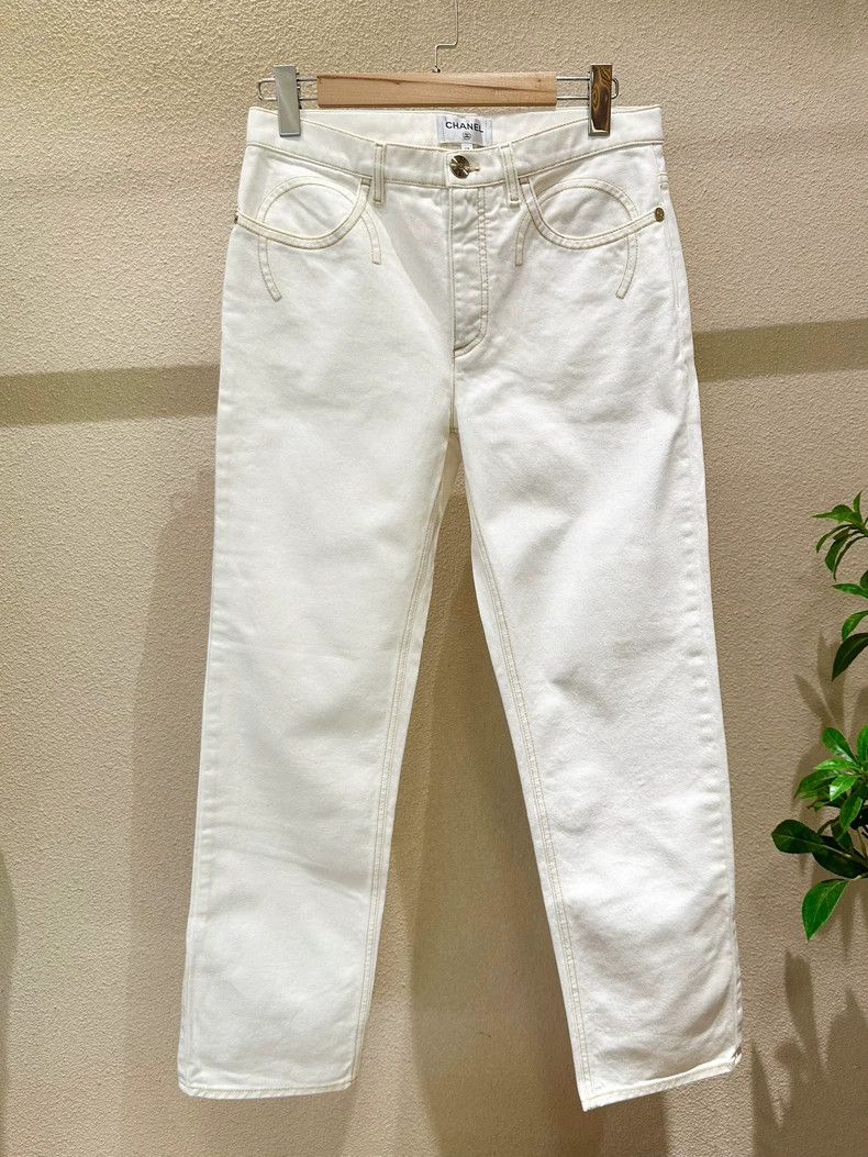 Chanel Chanel Embroidered white jeans Size 26" / US 2 / IT 38 - 2 Thumbnail