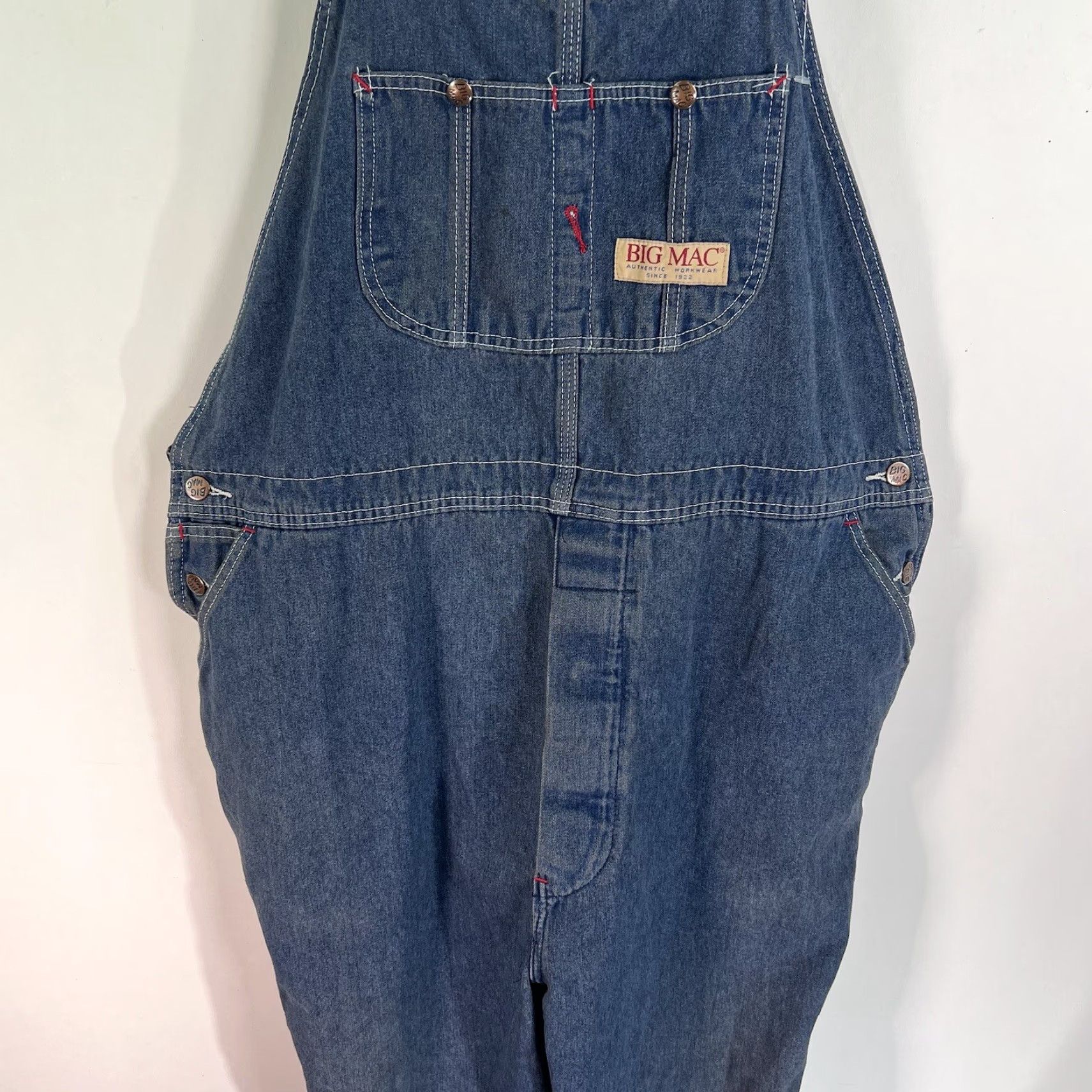 Vintage BIG MAC Denim Bibs Mens XL Blue 42X29 Regular Carpenter Jeans Size US 36 / EU 52 - 3 Thumbnail