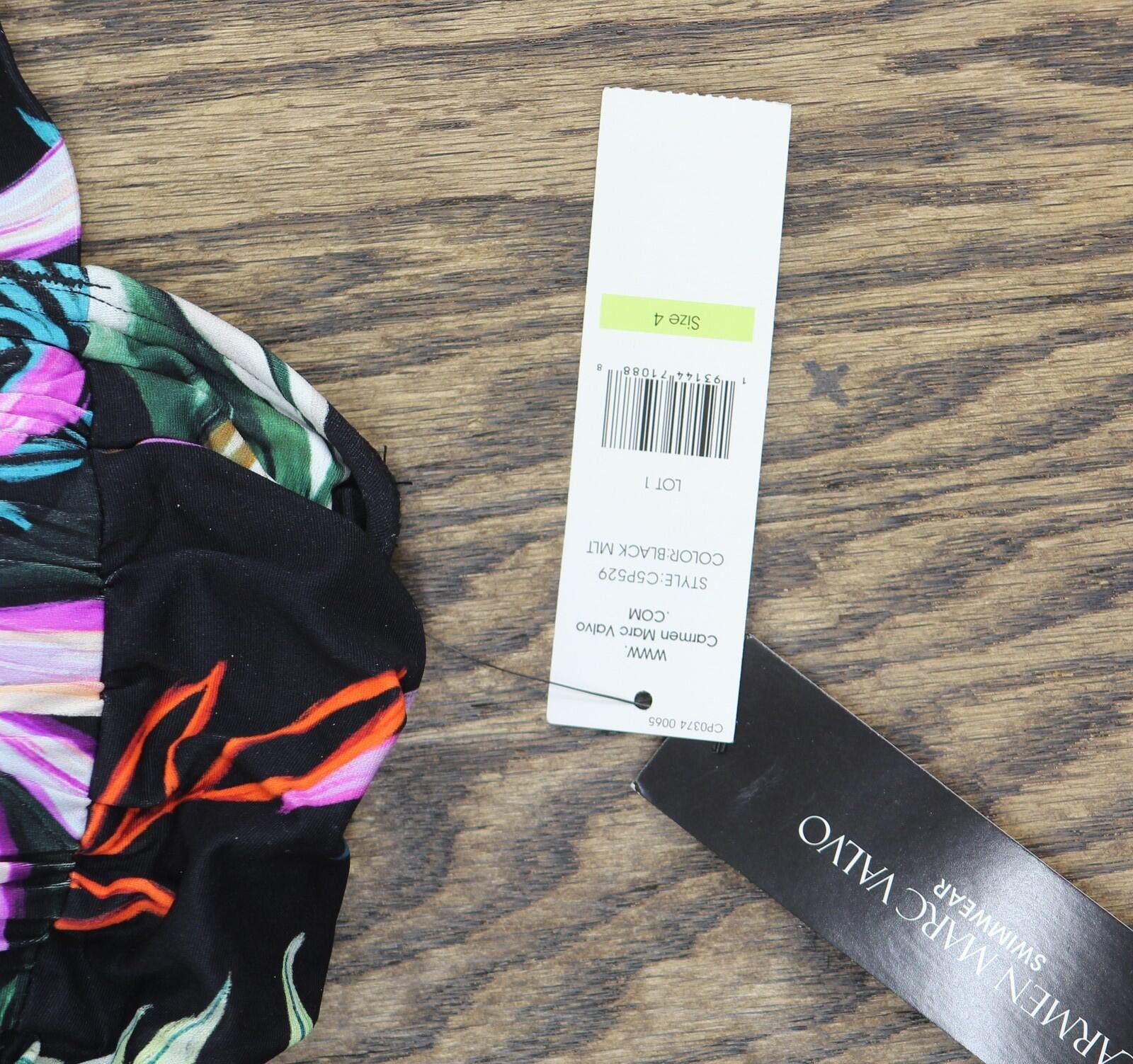 Other Nwt Carmen Marc Valvo Swimsuit C5p529 Organic Bloom Black 4 Size ONE SIZE - 3 Thumbnail