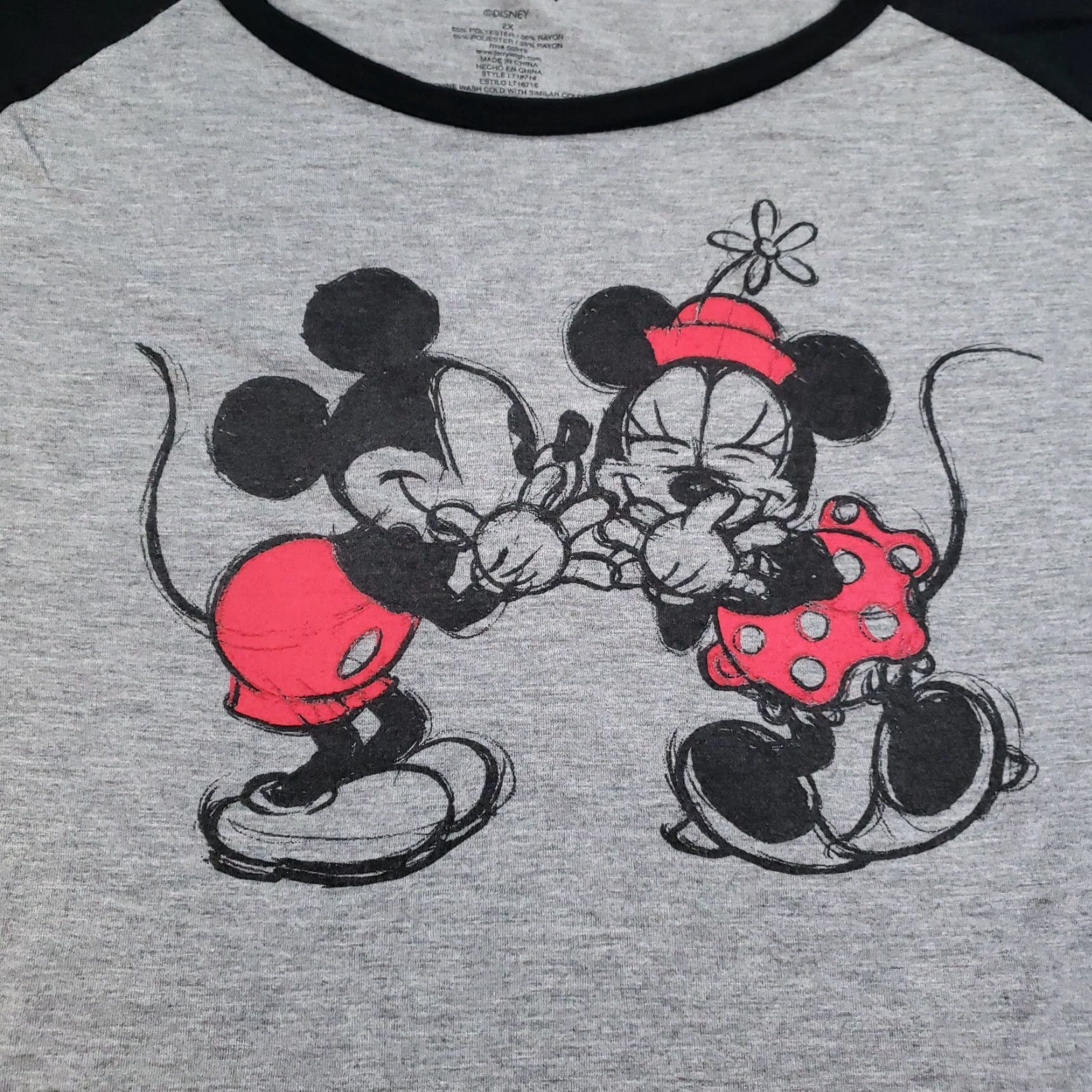 Disney Disney Mickey Minnie Mouse Shirt Womens 2X Gray Black Short Sleeve Graphic Tee Size XXL / US 16-18 / IT 52-54 - 6 Thumbnail
