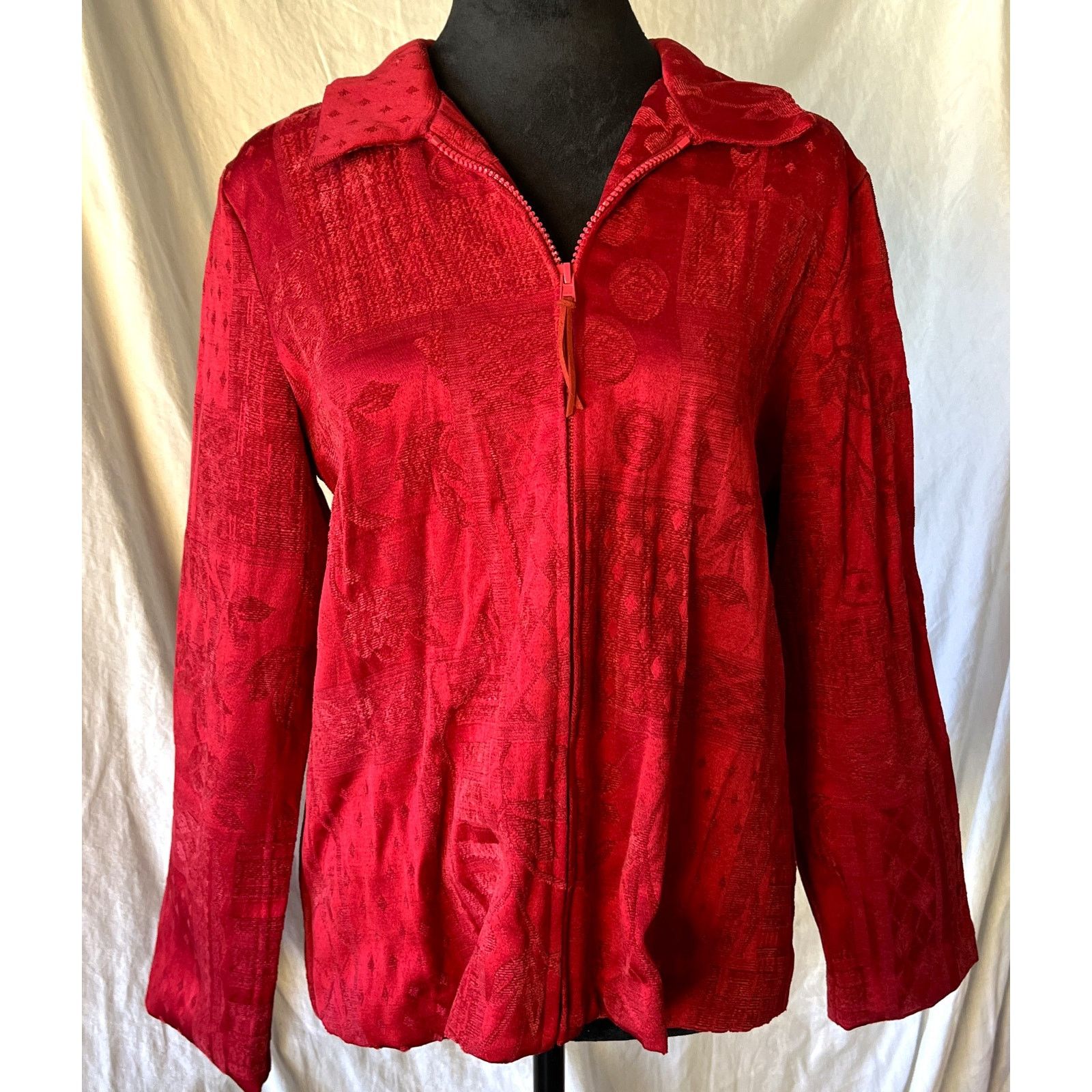 Other DressBarn Red Floral Holiday Jacket Size M, Suede-Feel Size M / US 6-8 / IT 42-44 - 1 Thumbnail