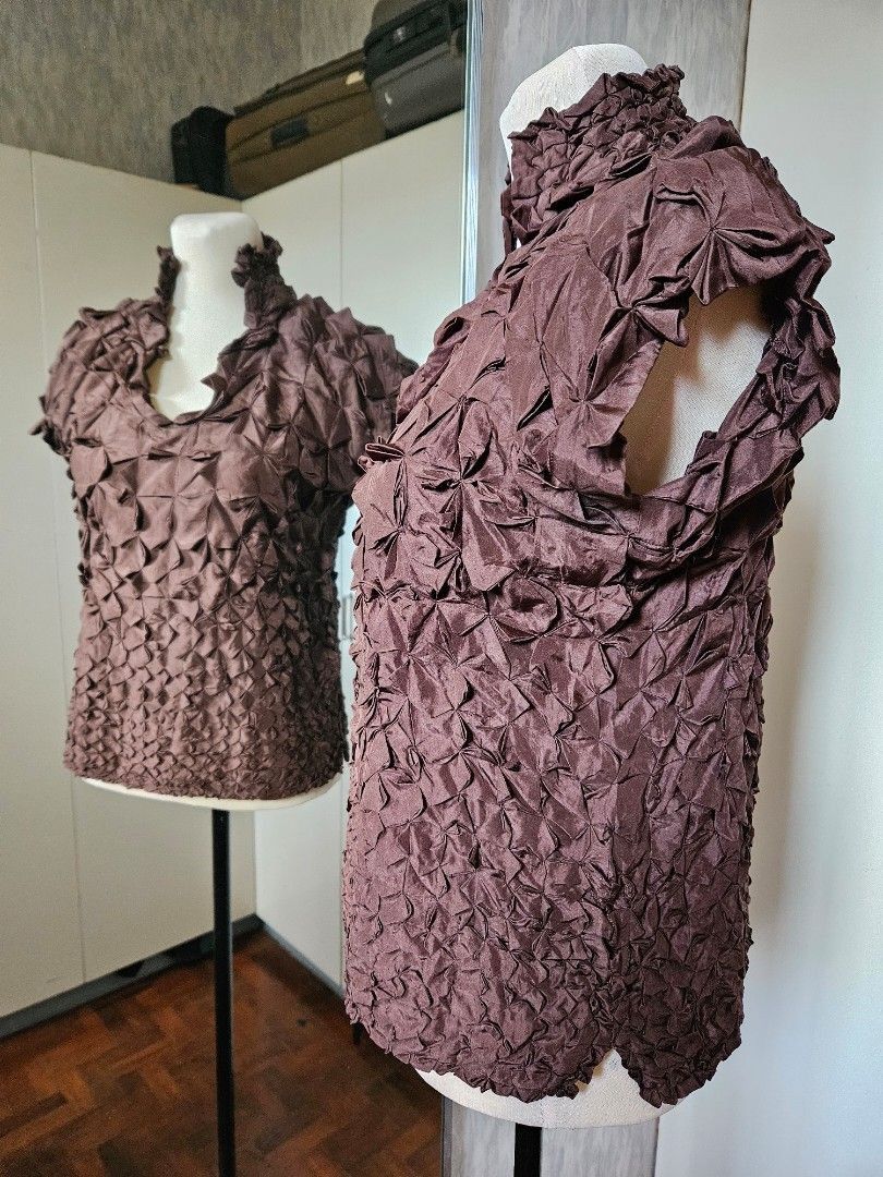 Issey Miyake Issey Miyake Fall 2001 Archive 3D Geometric Silk Blouse Size M / US 6-8 / IT 42-44 - 7 Thumbnail