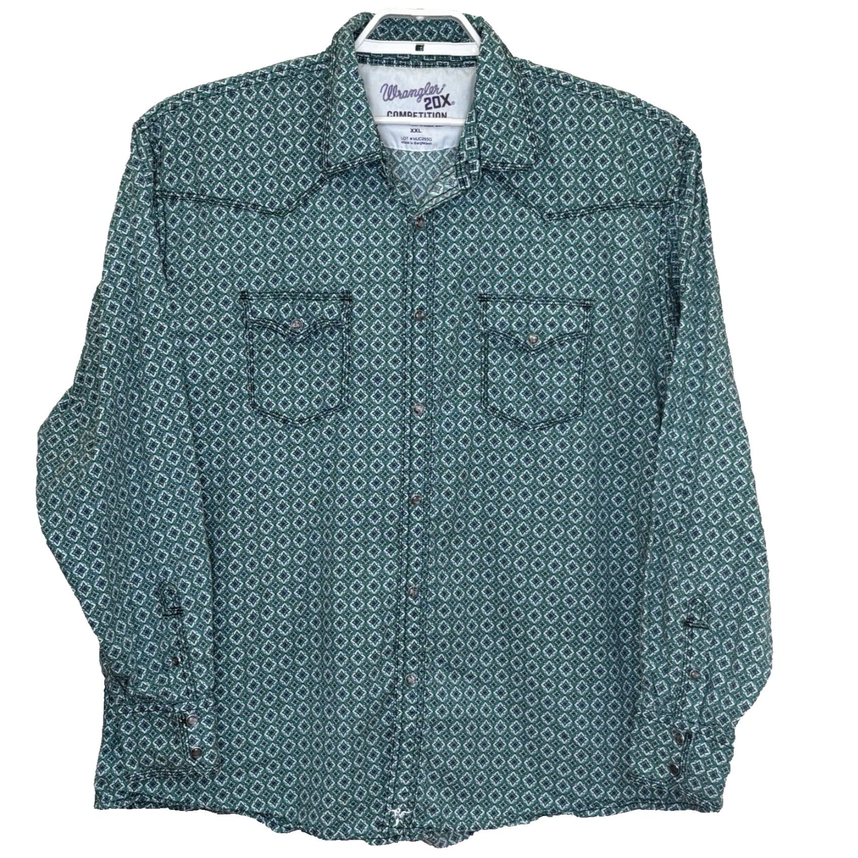 Wrangler VINTAGE Wrangler 20X Pearl Snap Shirt Mens XXL Green Geometric Print Western Competition Comfort Shirt Size US XXL / EU 58 / 5 - 2 Thumbnail