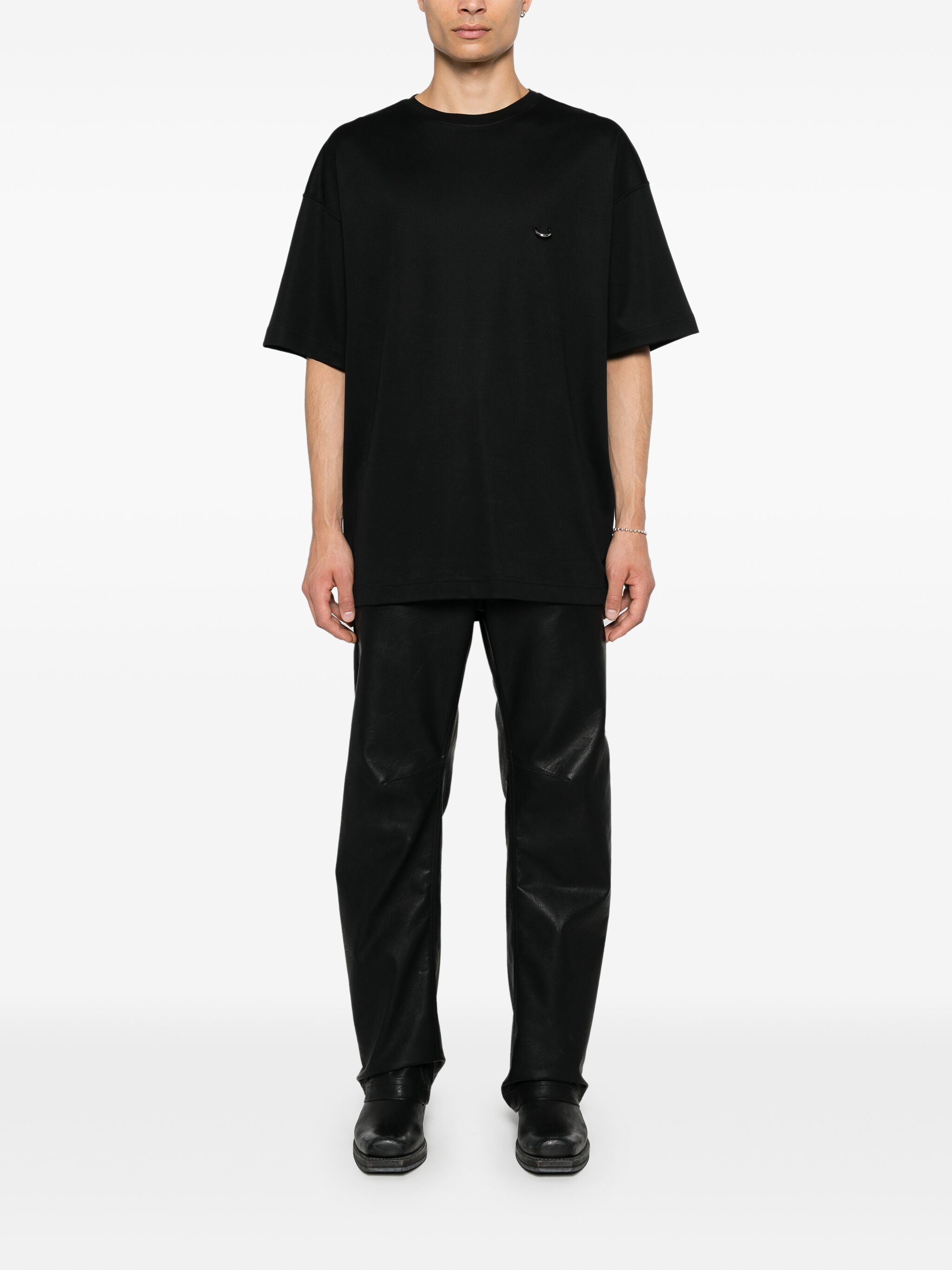 Mugler o1s22i1n1124 Oversized T-Shirt in Black Size US M / EU 48-50 / 2 - 2 Thumbnail