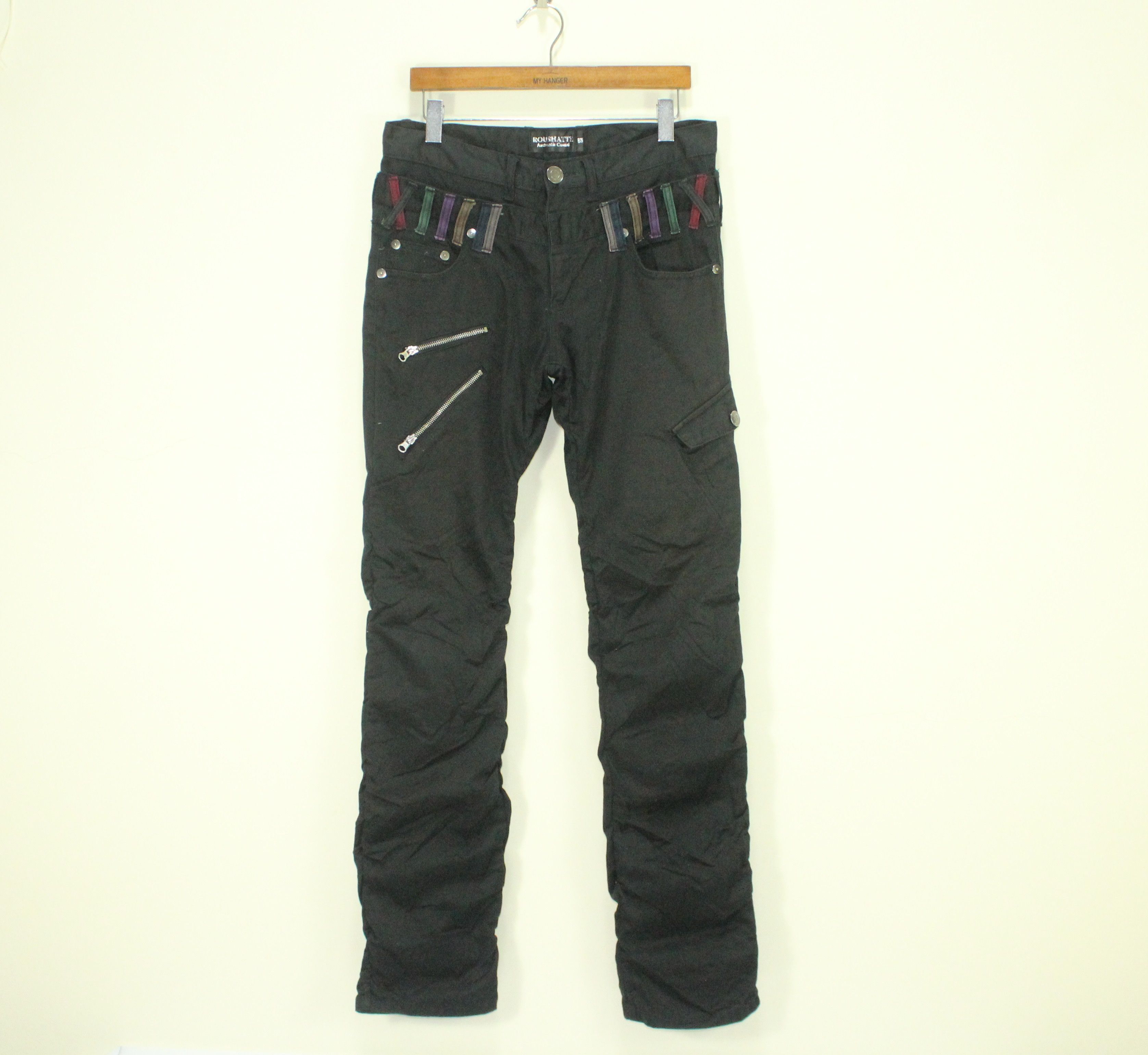 Japanese Brand Double Waist Pants Zipper Pants Side Pocket Wrinkled Seam Size US 33 - 3 Thumbnail