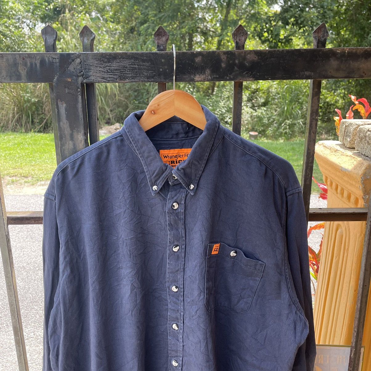 Vintage × Wrangler 🔥Oversize Vintage Wrangler Riggs Workwear Buttons Shirts Size US XL / EU 56 / 4 - 3 Thumbnail