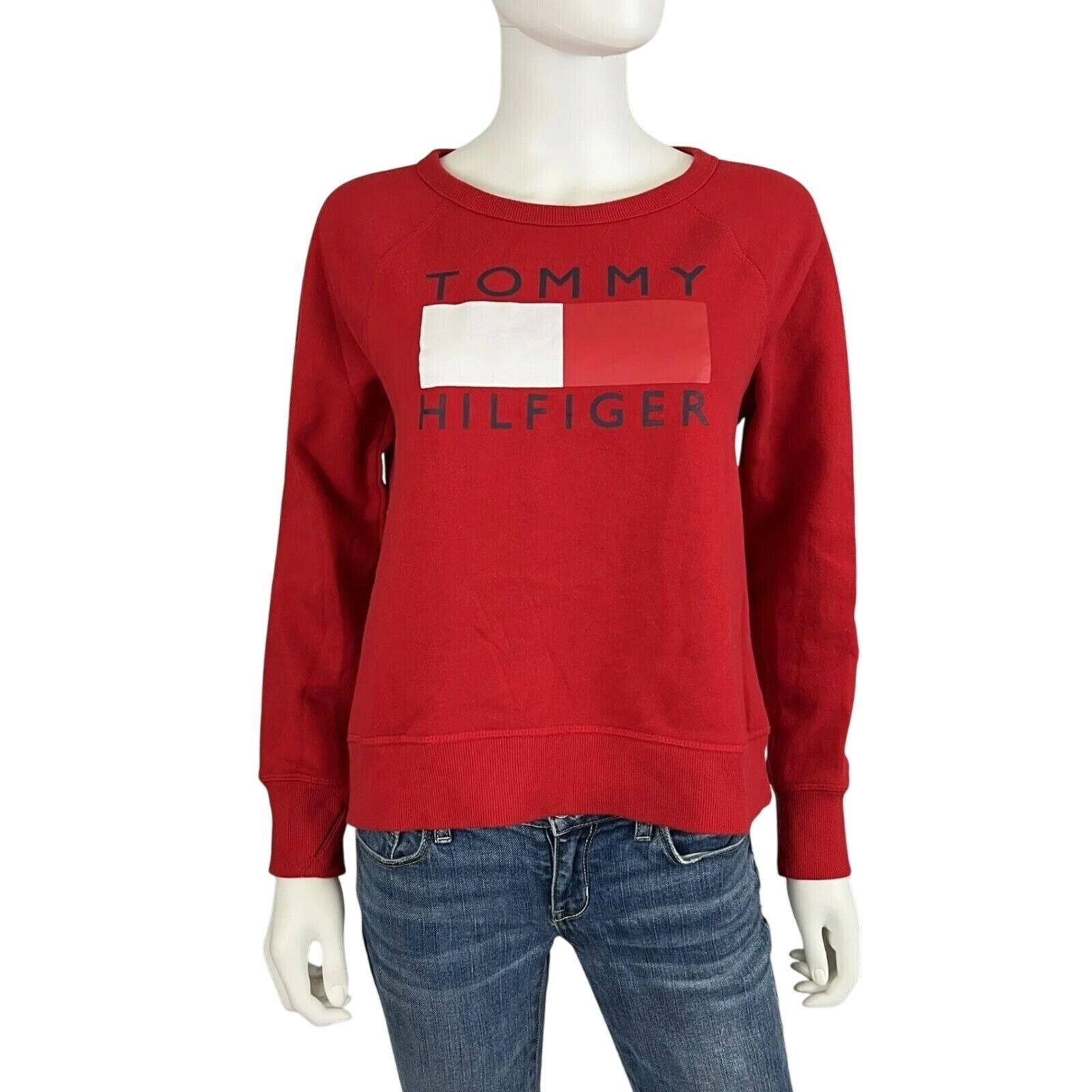 Tommy Hilfiger Tommy Hilfiger Sport Red Big Logo Sweatshirt Thumbhole XL Size XL / US 12-14 / IT 48-50 - 2 Thumbnail