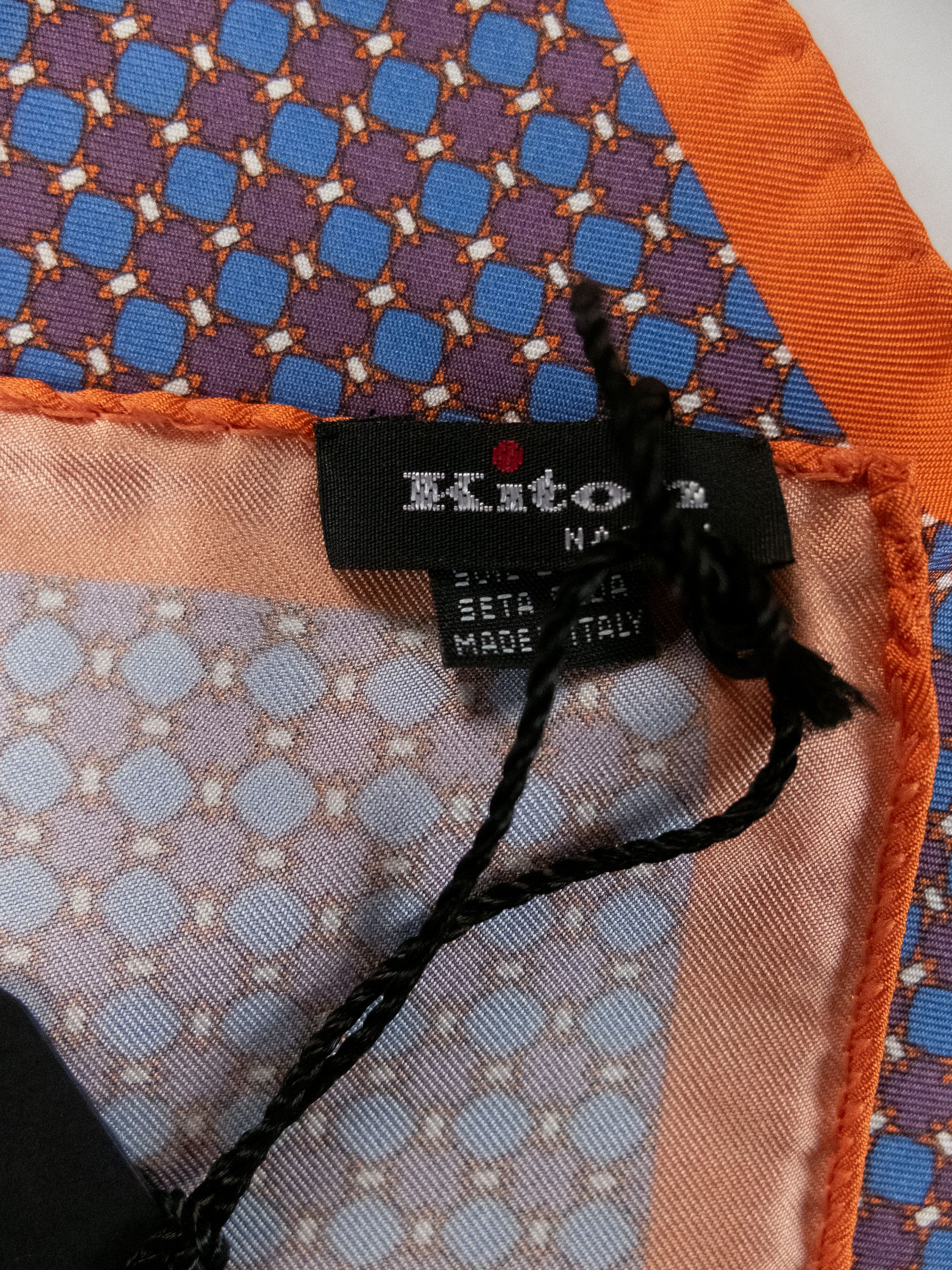 Kiton KITON Napoli purple & blue geometric silk pocket square Size ONE SIZE - 3 Thumbnail