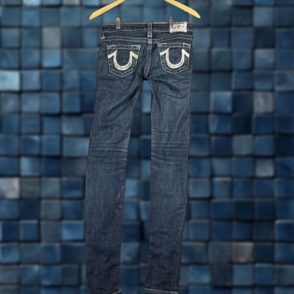 True Religion VINTAGE True Religion Women’s Skinny Jeans Dark Blue Size 25 Low Waist Distressed Stretch Denim Size 42" / US 20 - 1 Thumbnail
