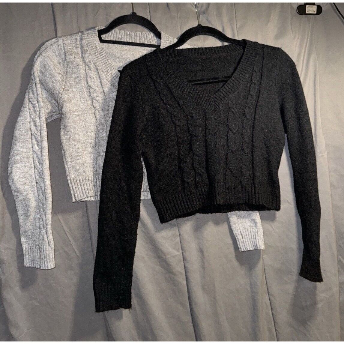 Shein SHEIN Long Sleeve Crop Cable Knit Sweater Womens S Lot Of 2 Size XXS / US 00 / IT 34 - 2 Thumbnail