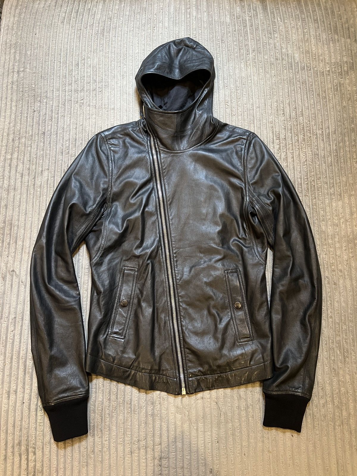 Rick Owens Rick Owens Hooded Leather Scuba Jacket | Grailed