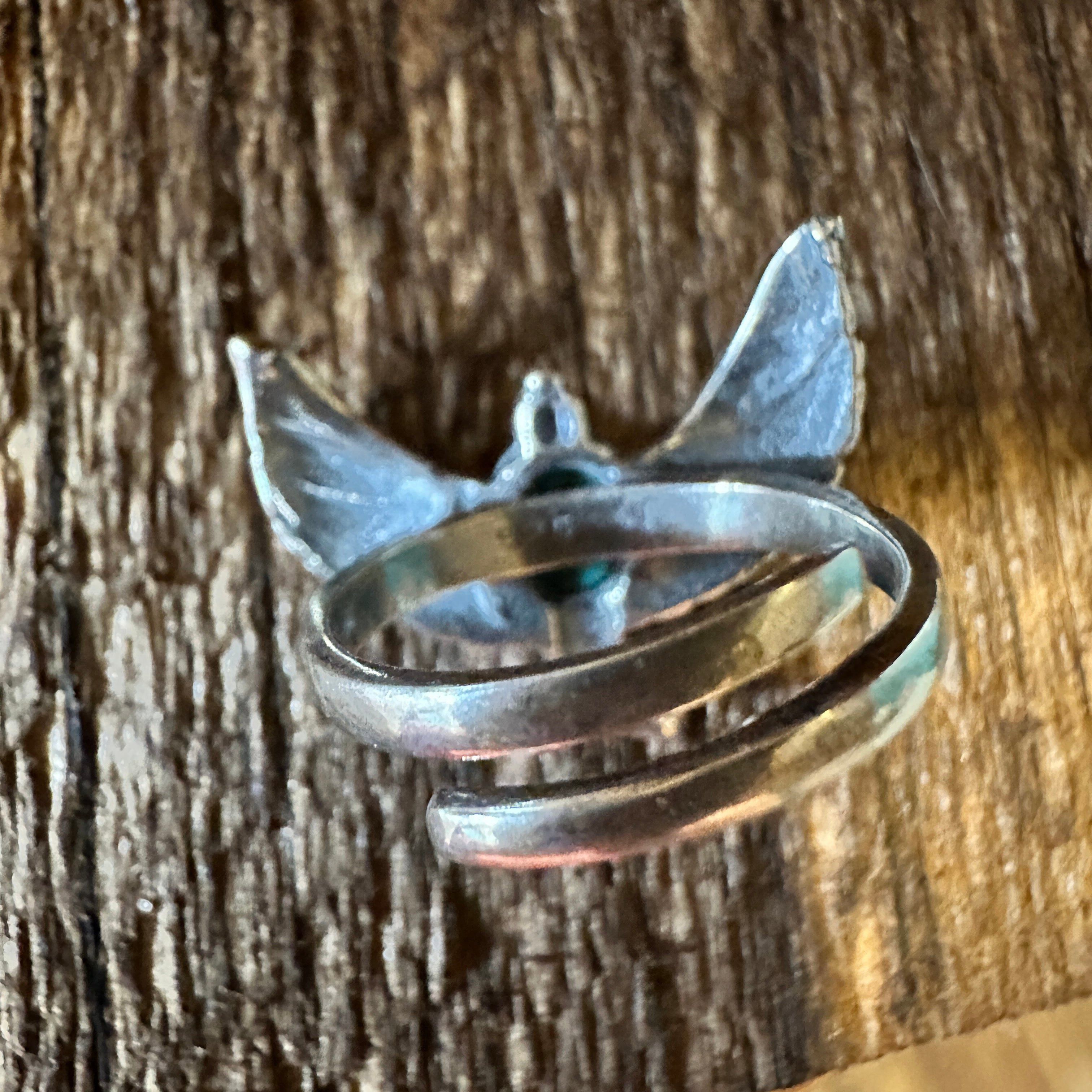 Other Eagle Emblem Turquoise Sterling Silver Ring – Handcrafted Na Size ONE SIZE - 9 Thumbnail