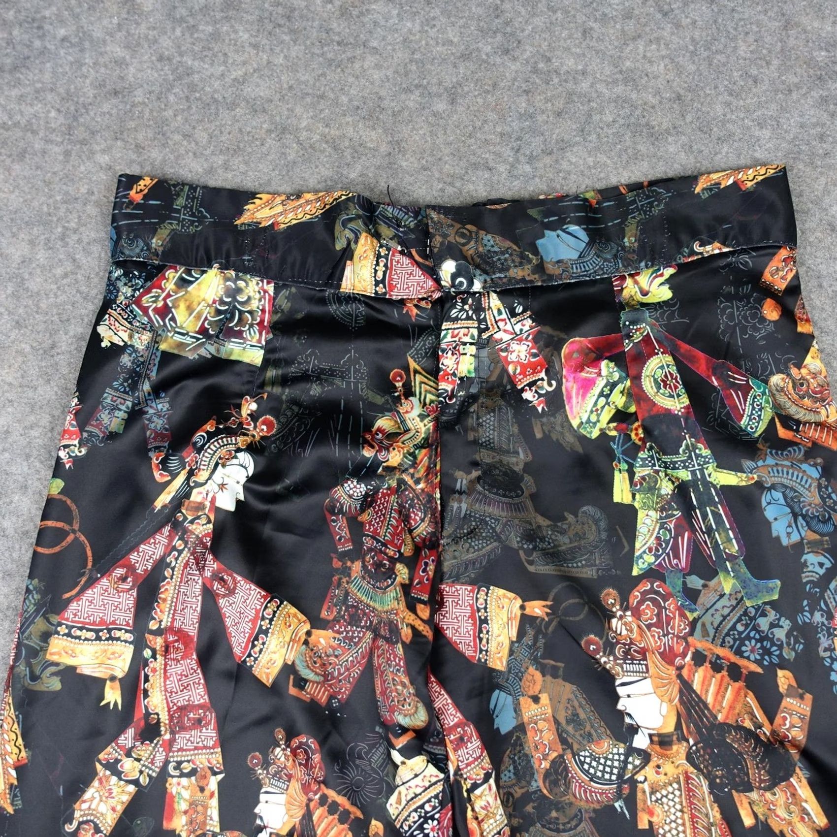 Vintage Womens XL Black Dress Pants Geometric Art Satin Wide-Leg 35 in Waist 29 in Inseam Trousers Vintage No Size 40" / US 18 - 2 Thumbnail