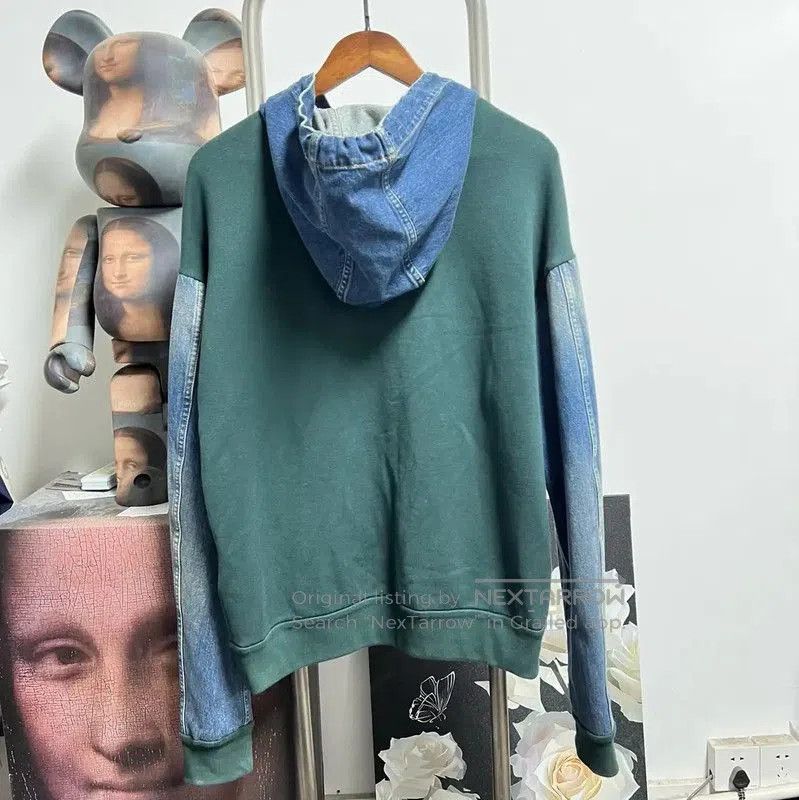 Louis Vuitton Louis Vuitton Green Men's Hoodie with Denim Sleeves . Size US L / EU 52-54 / 3 - 2 Thumbnail