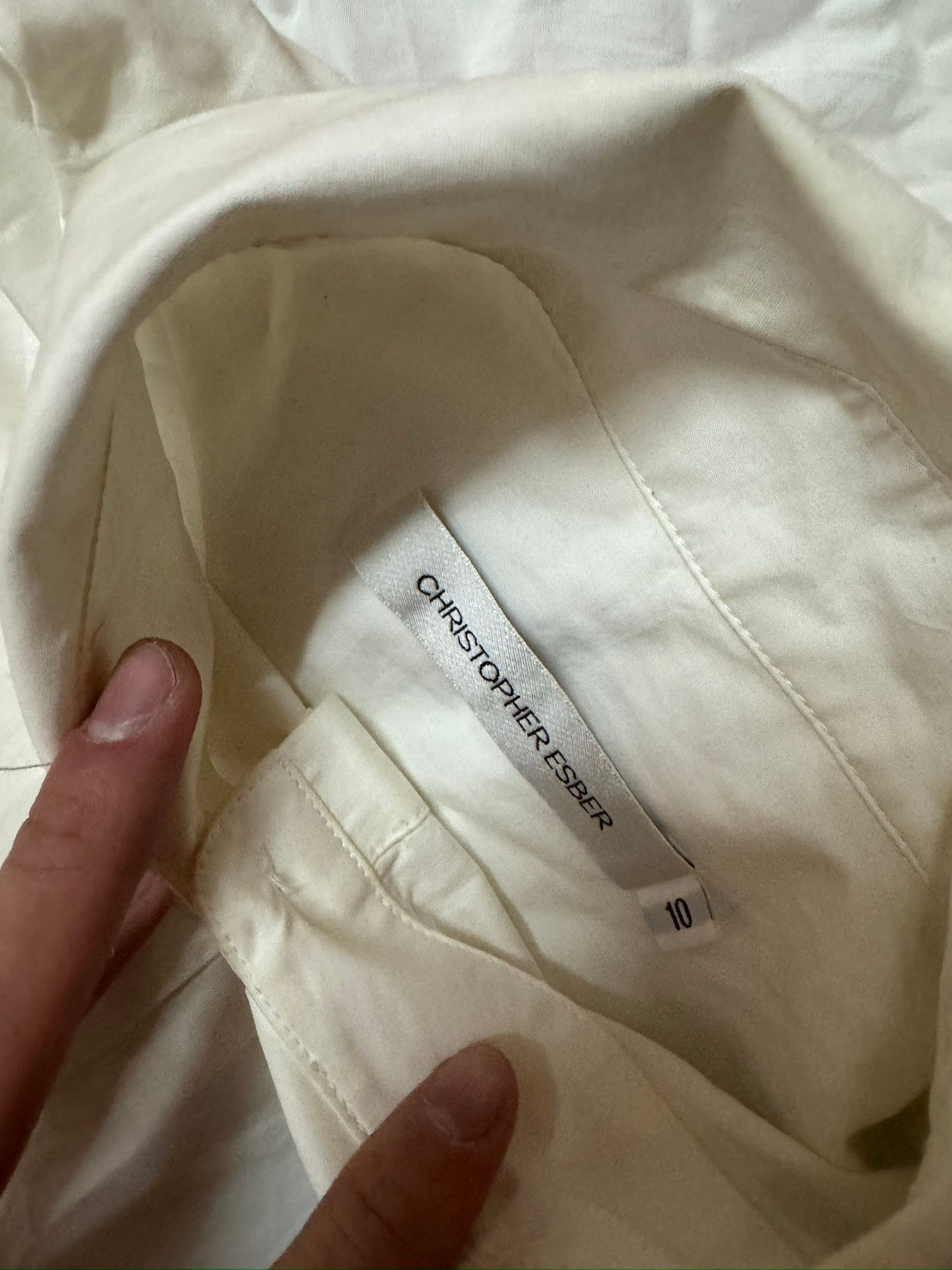 Christopher Esber Christopher Esber White Cropped Tie Blouse (Size 10) Size S / US 4 / IT 40 - 3 Thumbnail