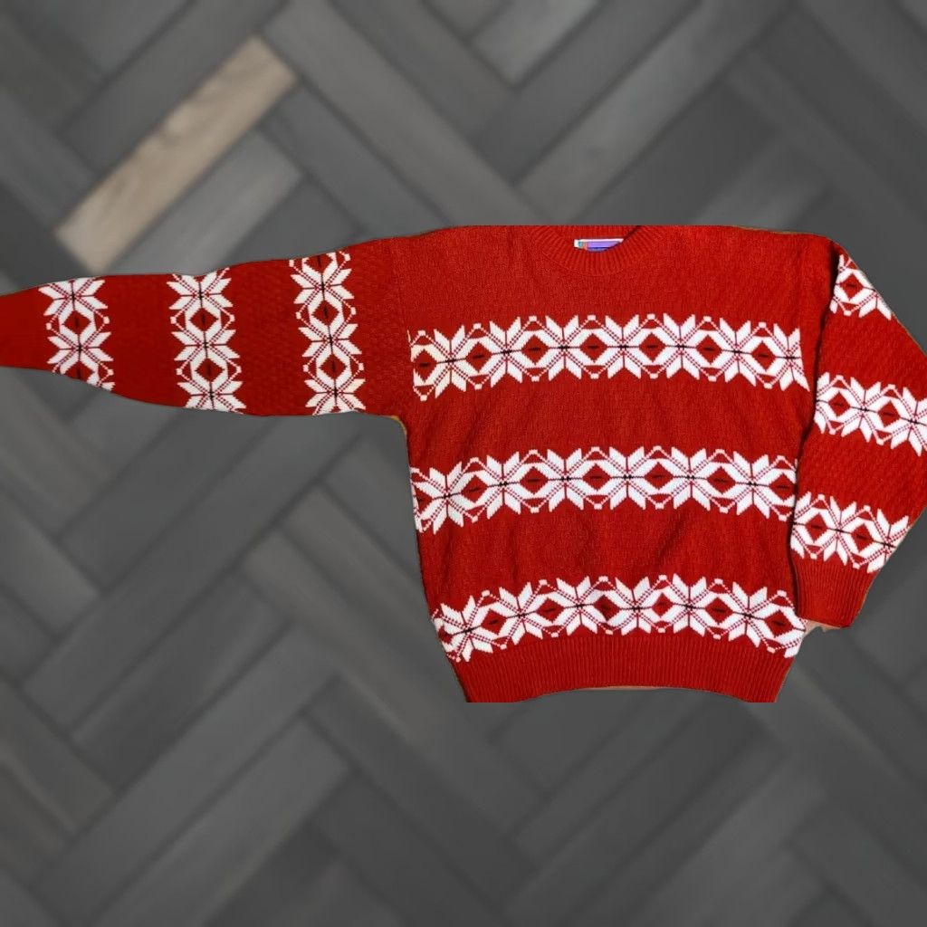 Vintage SWEATER GRAPHIX Red Sweater Mens M Argyle Aztec Geometric pullover Crew Neck Vintage Size US M / EU 48-50 / 2 - 1 Thumbnail