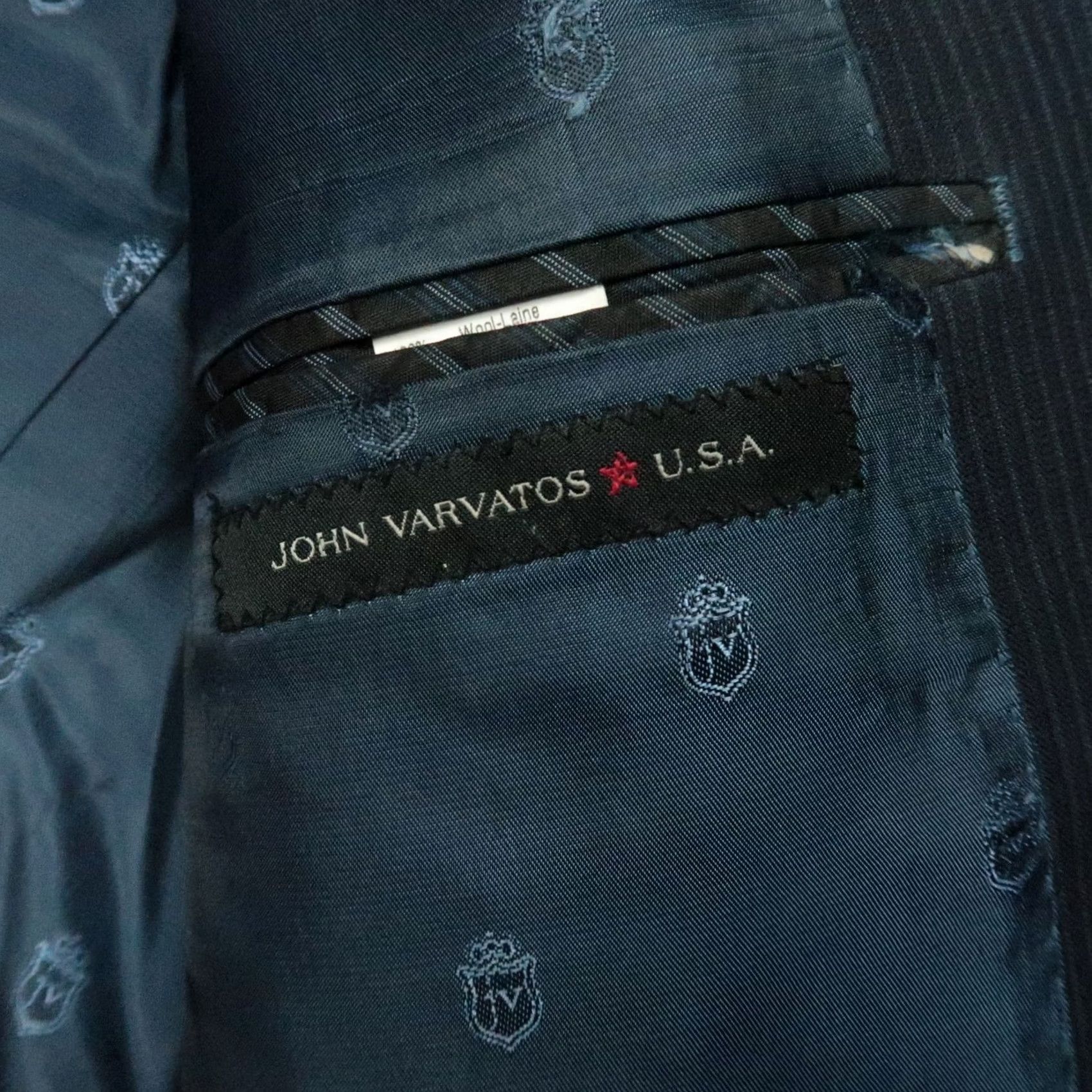 John Varvatos John Varvatos Blazer Mens 42L Blue Pinstripe Wool Lined Sport Coat Jacket Size 42R - 4 Thumbnail