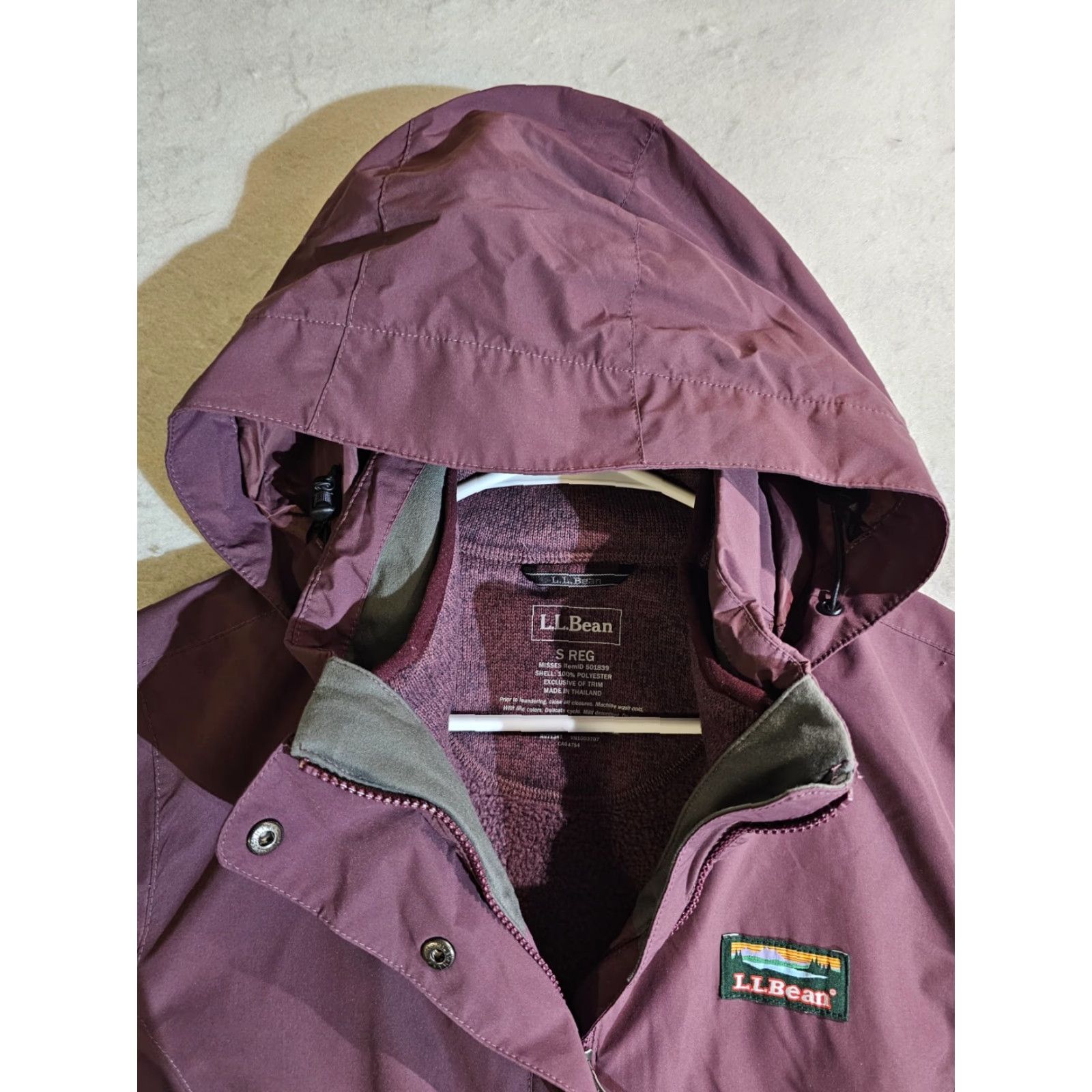 Vintage VINTAGE L.L. Bean Nylon 3 in 1 Hooded Jacket Zip-out Fleece Liner Womens Small Plum Reg Jacket Size S / US 4 / IT 40 - 4 Thumbnail