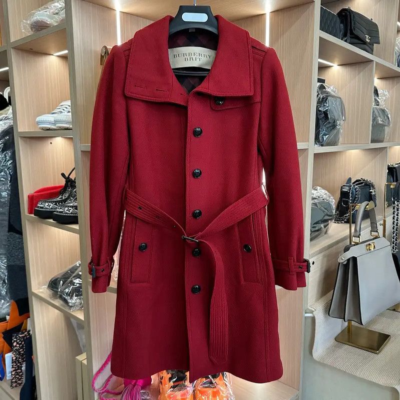 Burberry Burberry Red Cashmere Coat for Women Size L / US 10 / IT 46 - 1 Thumbnail