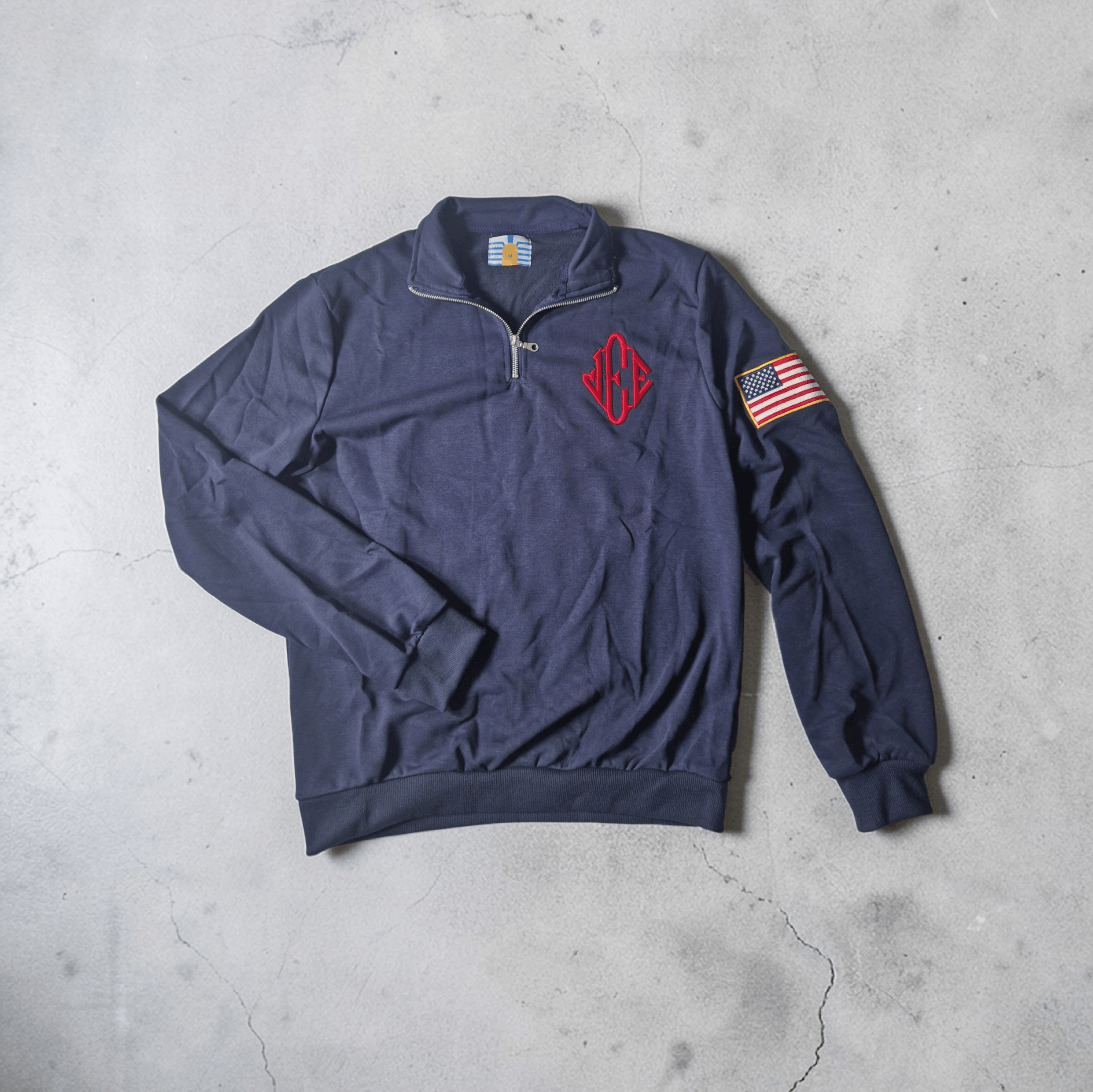Vintage Epstein Navy Quarter Zip Pullover w/ USA Flag Patch – Size M Size US M / EU 48-50 / 2 - 1 Thumbnail
