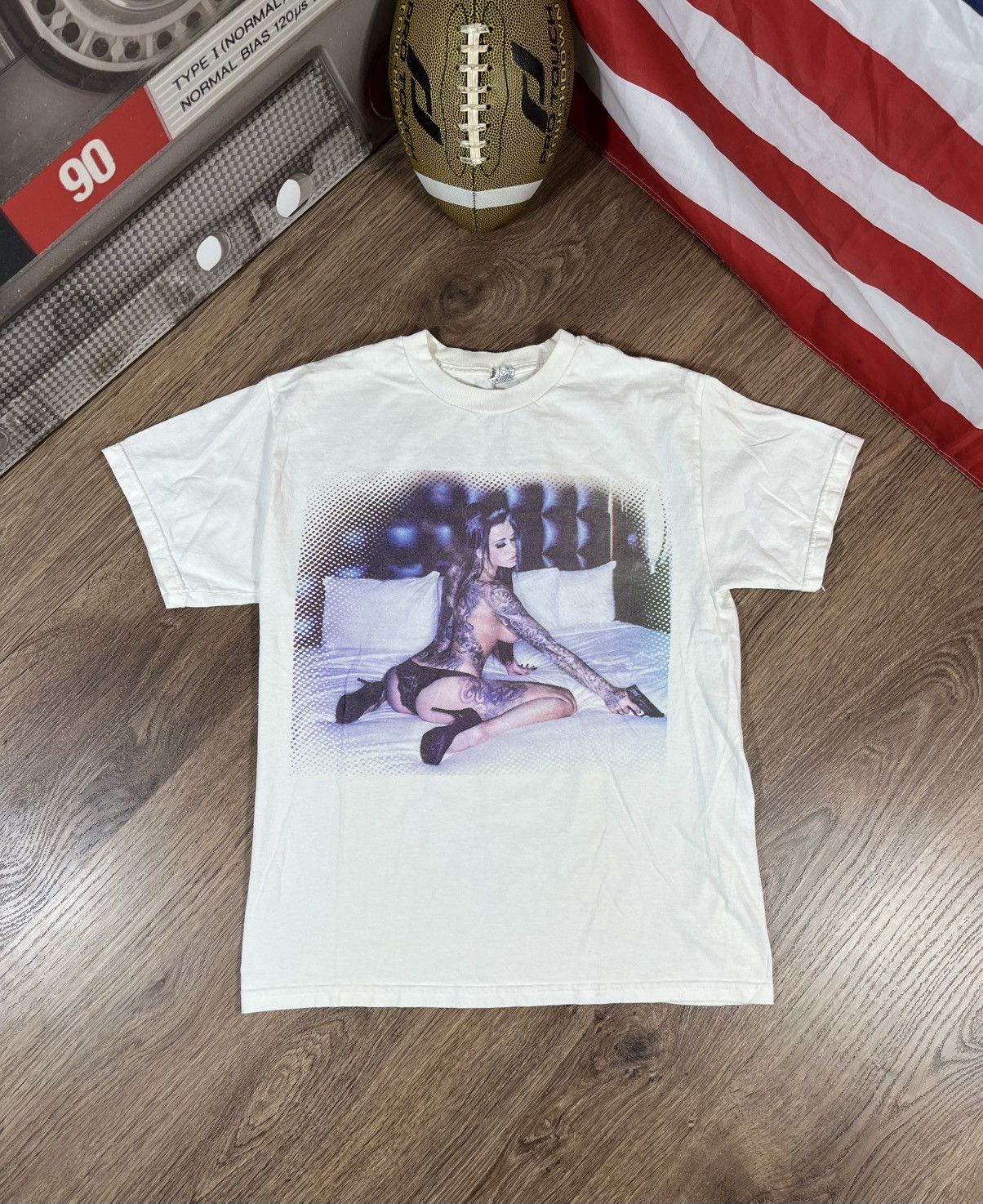 Band Tees Vintage Style Graphic Tee – Tattooed Woman Gun Print Size US M / EU 48-50 / 2 - 1 Thumbnail