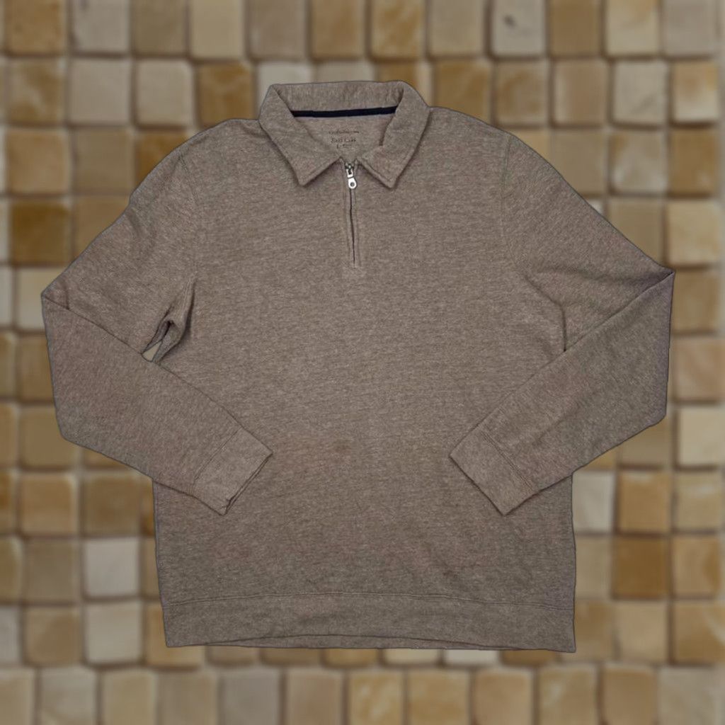 Croft & Barrow Croft & Barrow Basic Essential 1/4 Zip Pullover Collared Sweatshirt Large Men Brown Long Sleeve Pullover Size US L / EU 52-54 / 3 - 1 Thumbnail