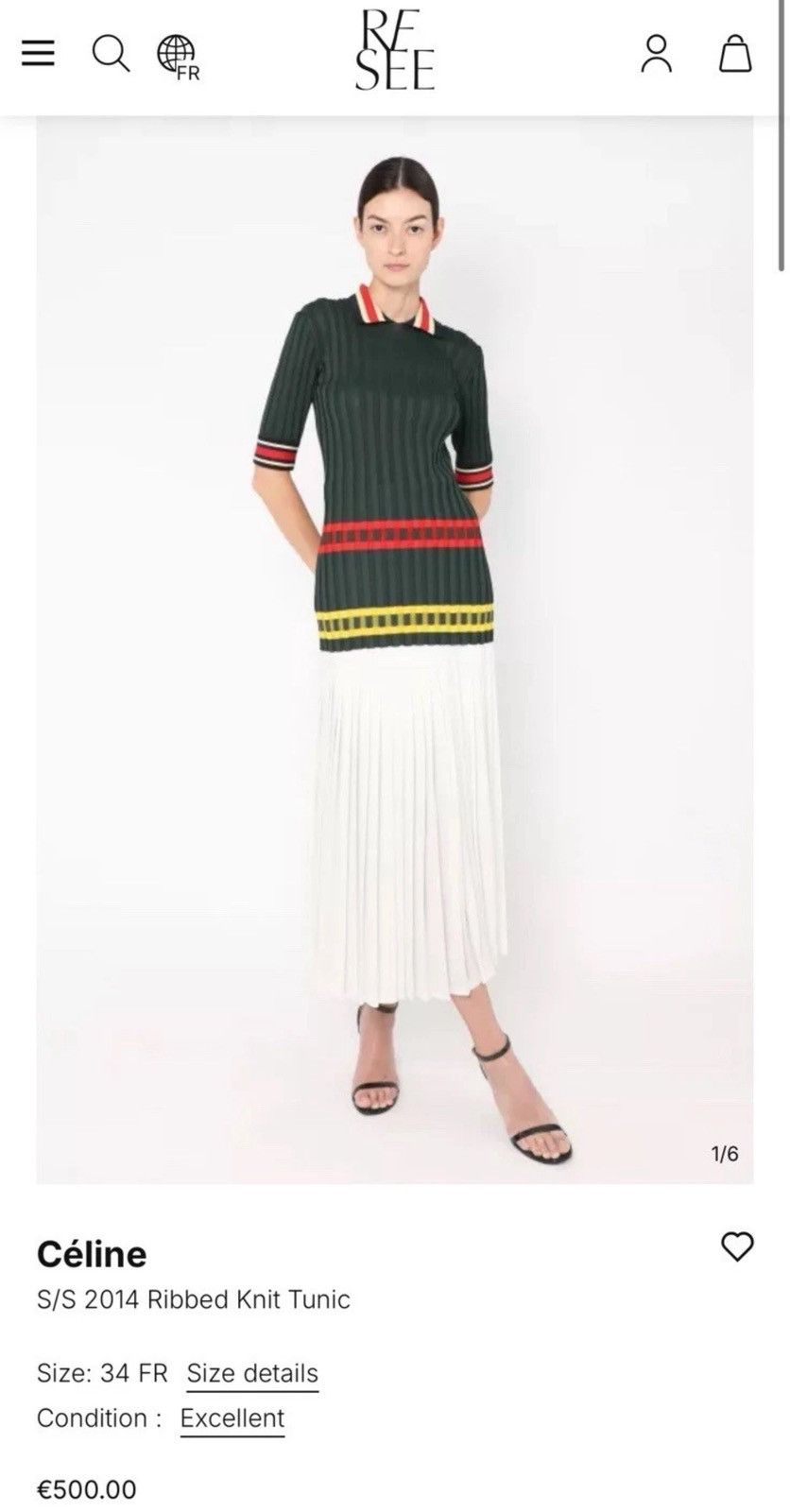 Celine Céline S/S 2014 Ribbed Knit Tunic Polo Neck Shirt Women’s Size S / US 4 / IT 40 - 2 Thumbnail