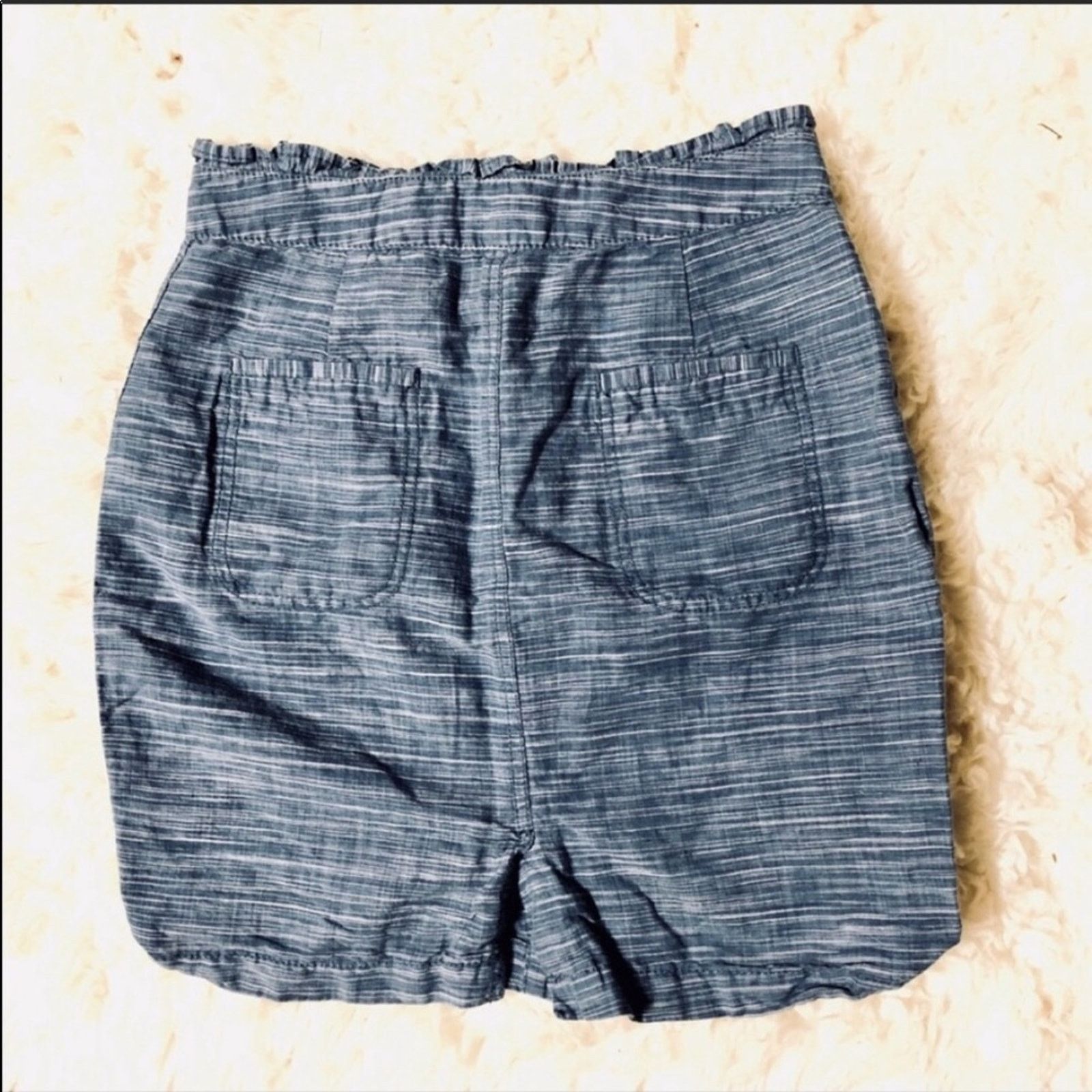 J CREW Light Navy Blue White Linen Playa Mini Skirt Casual 0