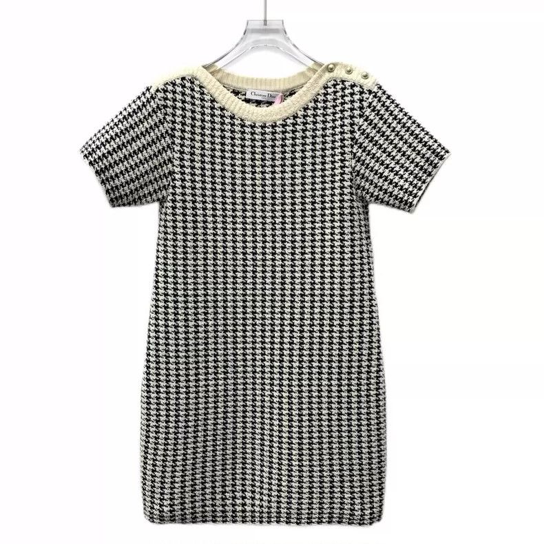 Dior Dior Color-blocked checkered cotton round-neck short-sleeve Size XS / US 0-2 / IT 36-38 - 1 Thumbnail