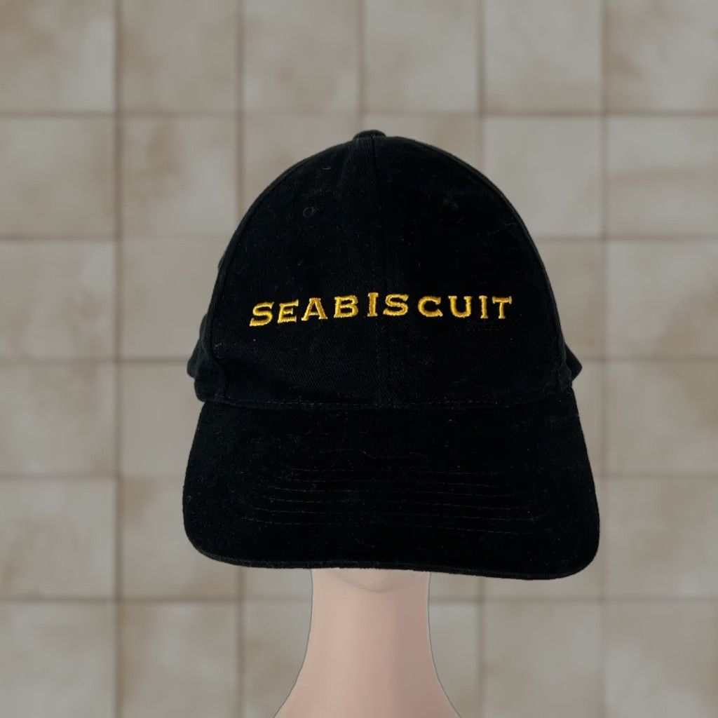 VINTAGE Seabiscuit Movie Promo Hat Dreamworks Baseball Cap Adjustable Unisex Adults Black 2003 Baseball Cap Movie Theme Seabiscuit Mens Womens