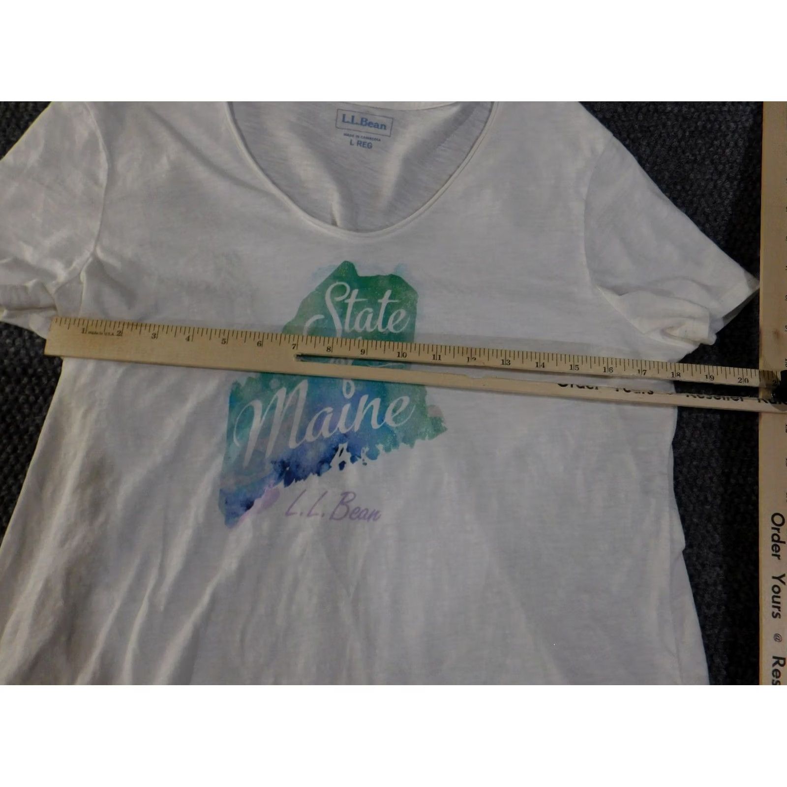 Vintage LL Bean shirt Womens Large White State of Maine graphic v-neck blouse Size L / US 10 / IT 46 - 6 Thumbnail