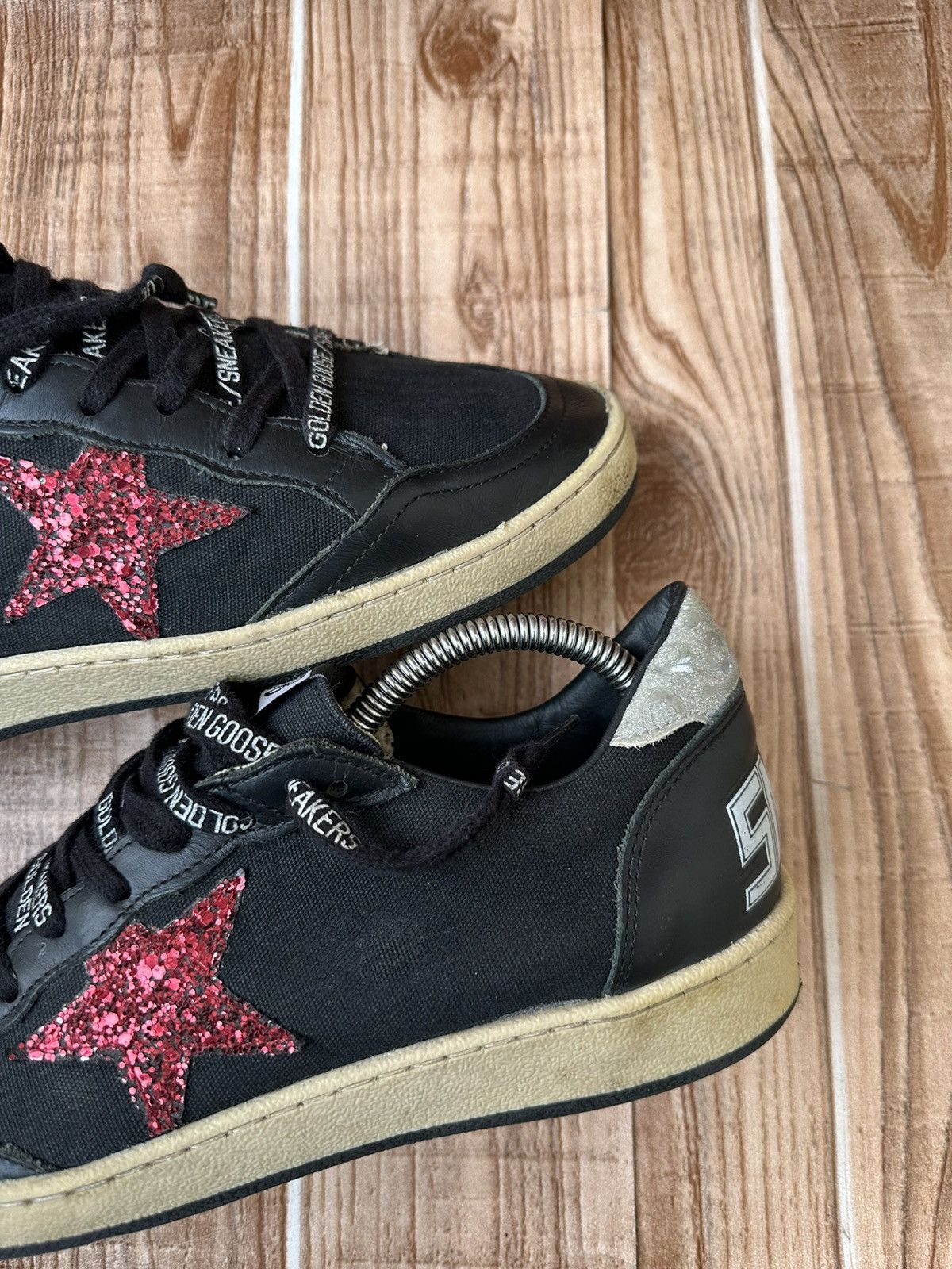 Golden Goose Golden Goose Ballstar Black Leather & Canvas Low Tops Size US 6 / EU 39 - 9 Thumbnail