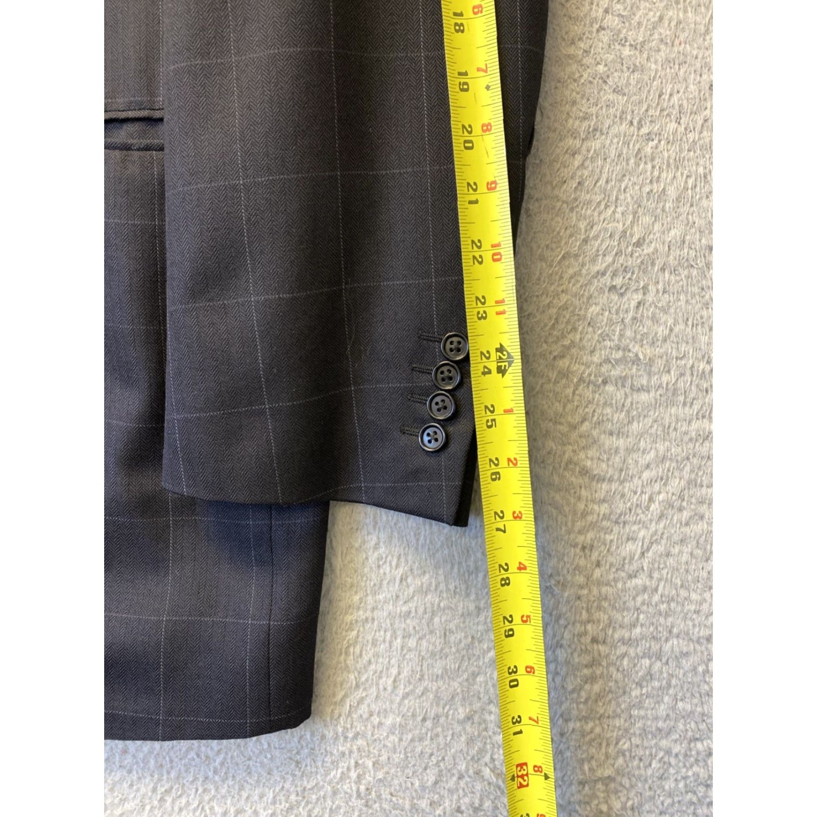 Canali VINTAGE Canali Men's Blazer Jacket Silk Blend 3-Button Black Windowpane Size 46 R Formal Italian Fashion Size 46R - 6 Thumbnail