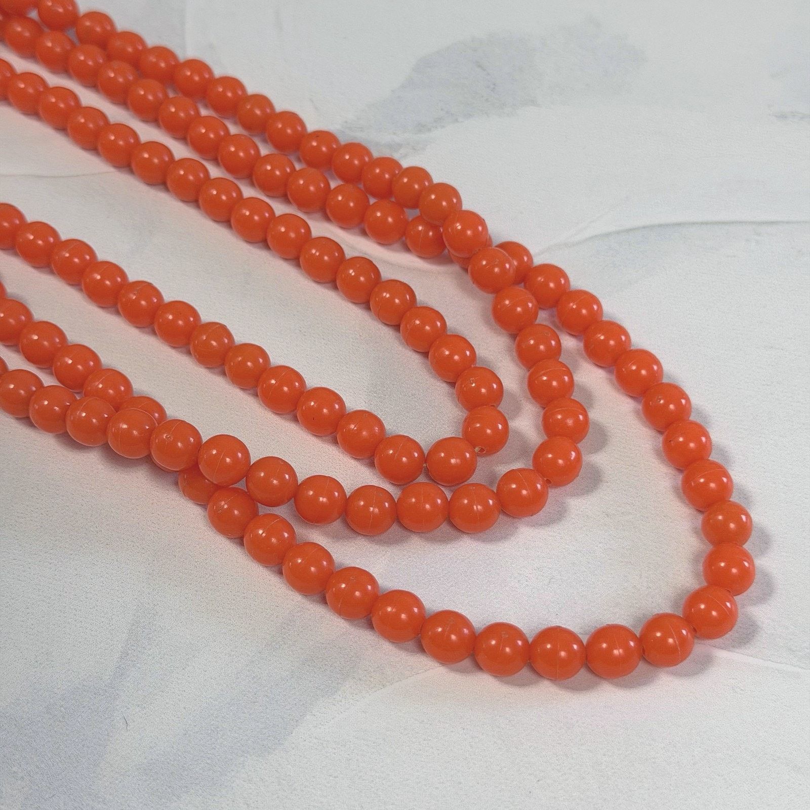 Vintage Orange Beaded Necklace Flapper Length 52" Vintage 1980s Boho Size ONE SIZE - 5 Thumbnail