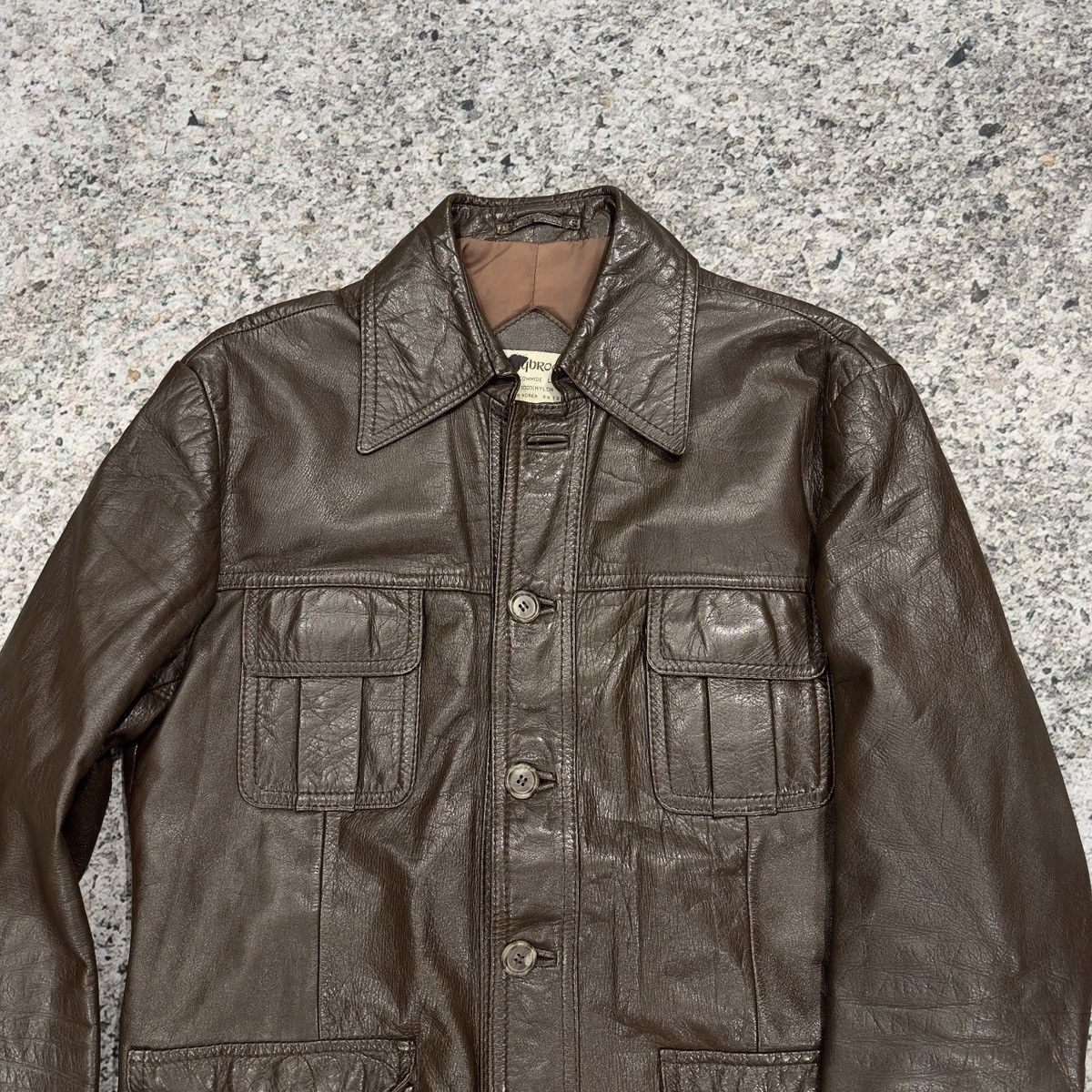 Vintage 70s Claybrooke Cowhide Brown Leather Mod Style Jacket Size US L / EU 52-54 / 3 - 4 Thumbnail