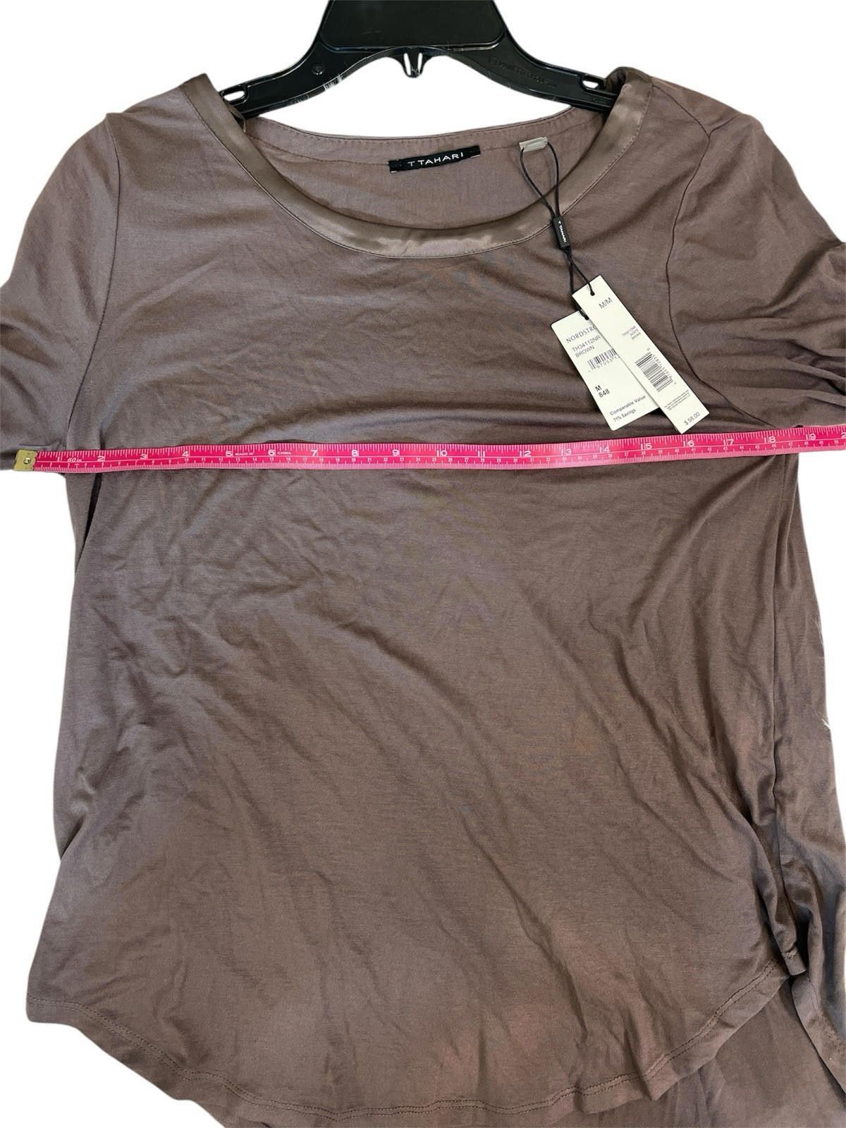 Designer T Tahari Brown Long Sleeve Soft Blouse Sz M $58 MSRP Size M / US 6-8 / IT 42-44 - 5 Thumbnail