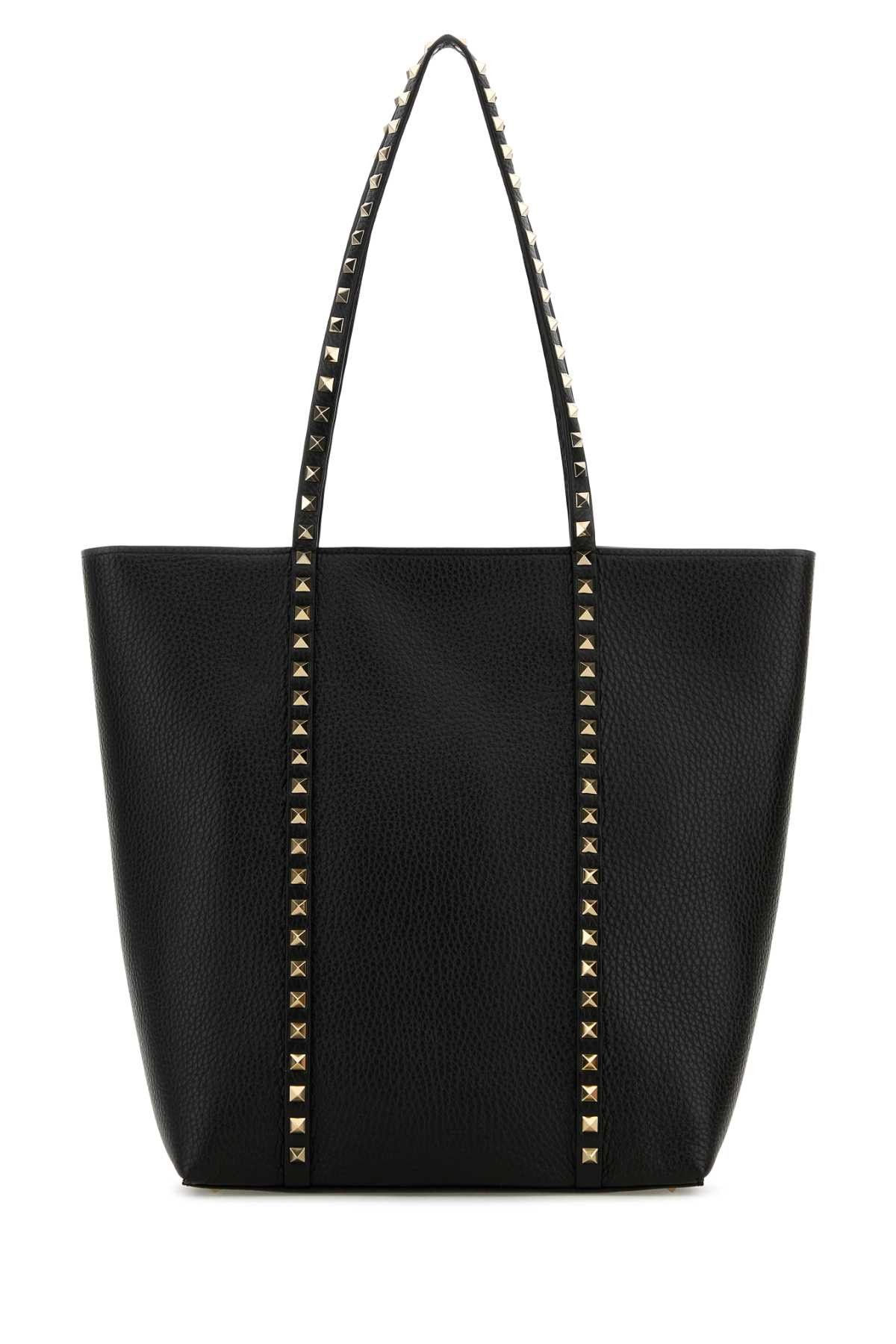 Valentino Black Leather Rockstud Shopping Bag Size ONE SIZE - 1 Thumbnail