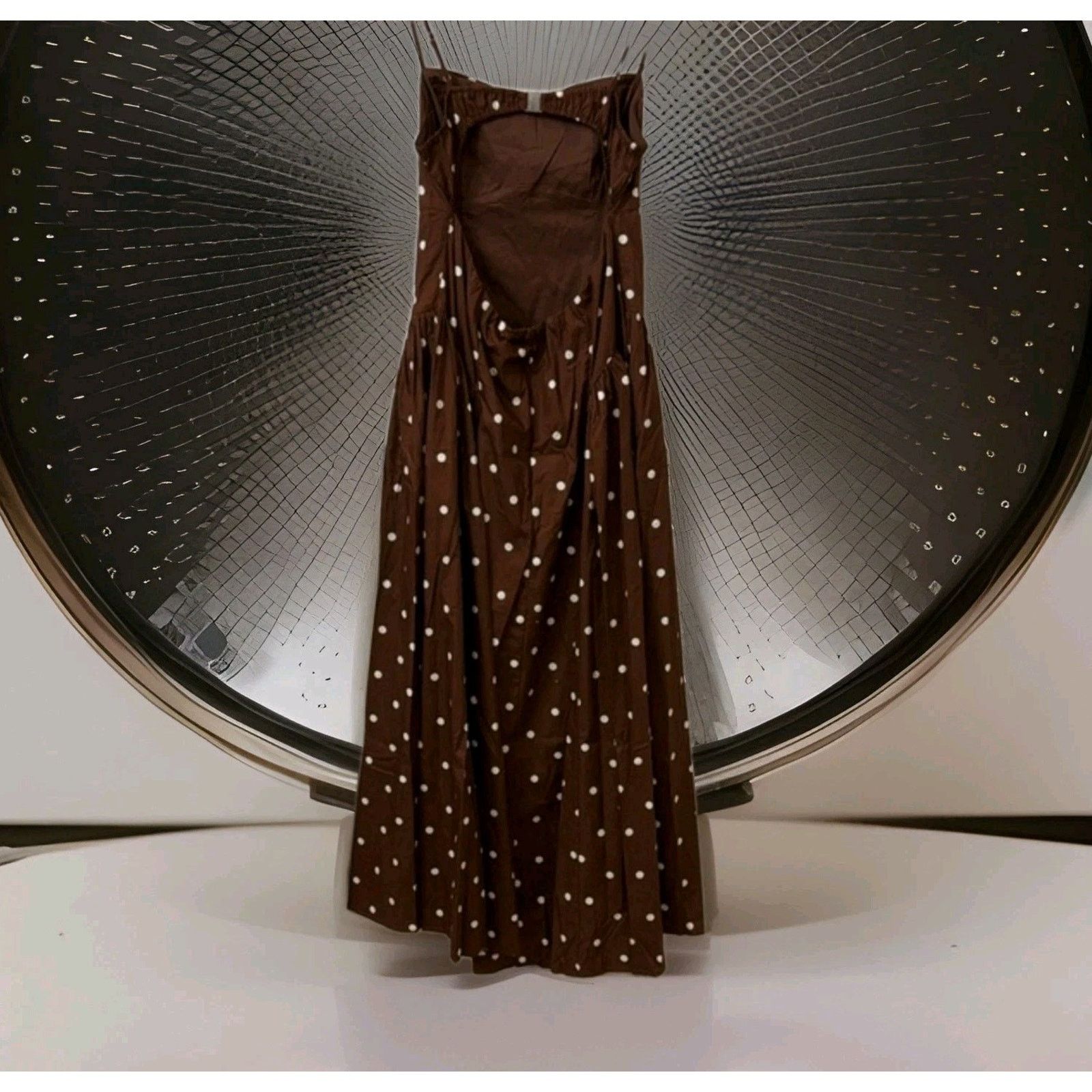 Caroline Constas Brown/Tan Polka dots Cotton Sundress