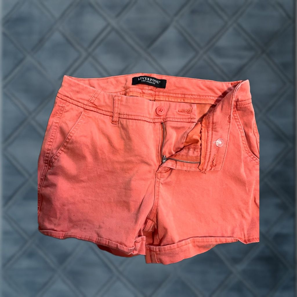 Vintage Liverpool Jeans Shorts Women's Orange 6/28 Casual Mid Rise Pockets Summer Cotton Blend Zip Front Modern Chino Size 28" / US 6 / IT 42 - 1 Thumbnail