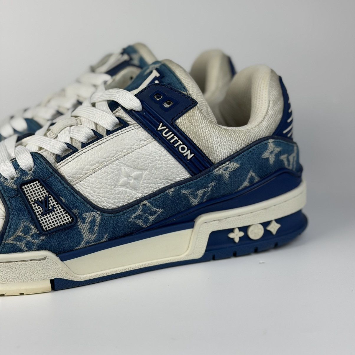 Louis Vuitton Louis Vuitton LV Trainer Blue Denim Monogram Size US 8.5 / EU 41-42 - 6 Thumbnail