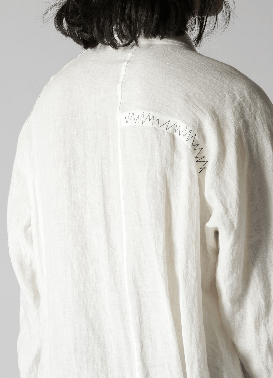 Yohji Yamamoto Yohji Yamamoto Pour Homme - Linen Gathered Hem Long Shirt Size US L / EU 52-54 / 3 - 7 Thumbnail
