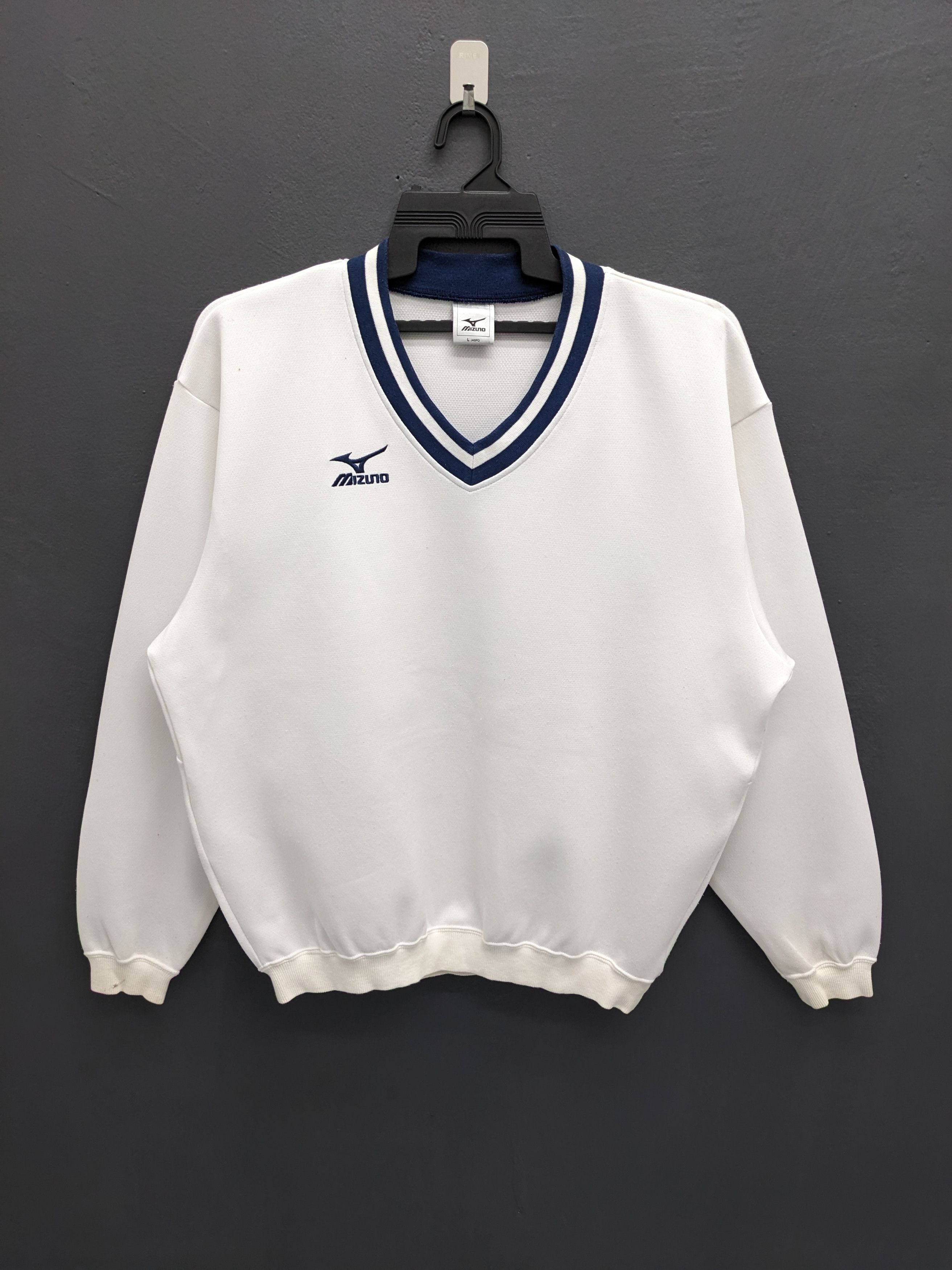 Mizuno Vintage Mizuno White V-Neck Pullover Sweatshirt JASPO Size US L / EU 52-54 / 3 - 2 Thumbnail