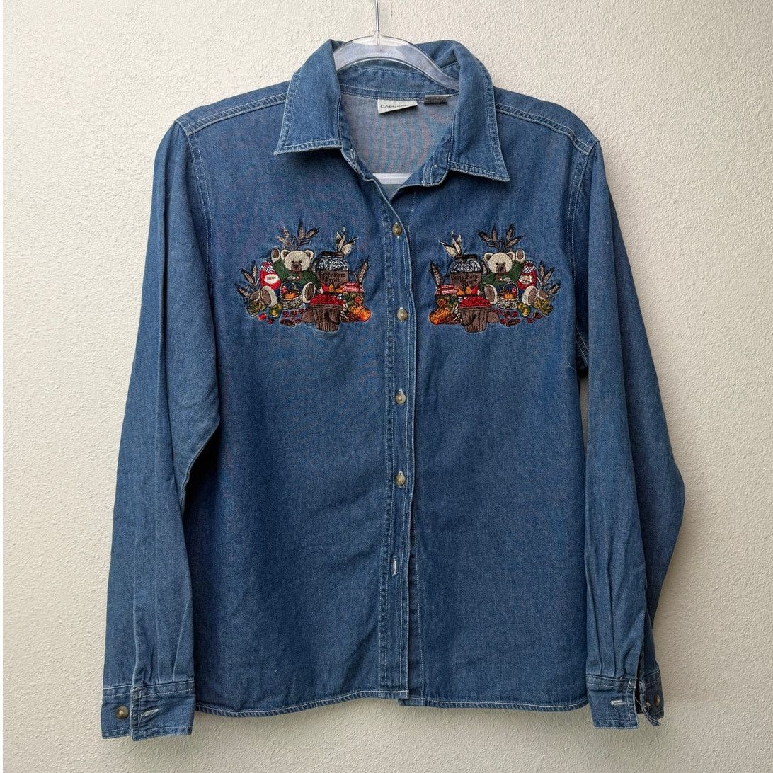 Cabin Creek Cabin Creek Vintage Denim Embroidered Teddy Bear Shirt PL Size L / US 10 / IT 46 - 2 Thumbnail